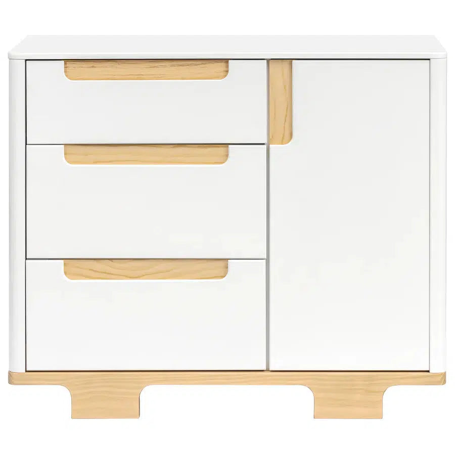 Babyletto Yuzu 3-Drawer Changer Dresser in White & Natural - Nursery Storage Solution for Diapers, Clothes & Baby Essentials