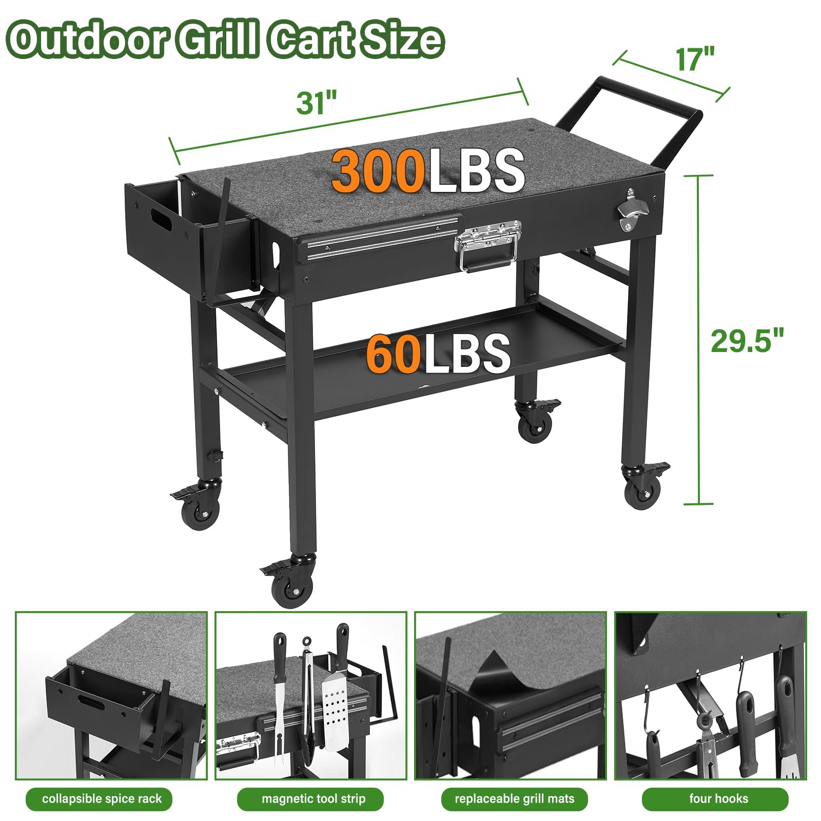 Portable Outdoor Grill Table with Blackstone Griddle Stand - Heavy Duty Cart for 22