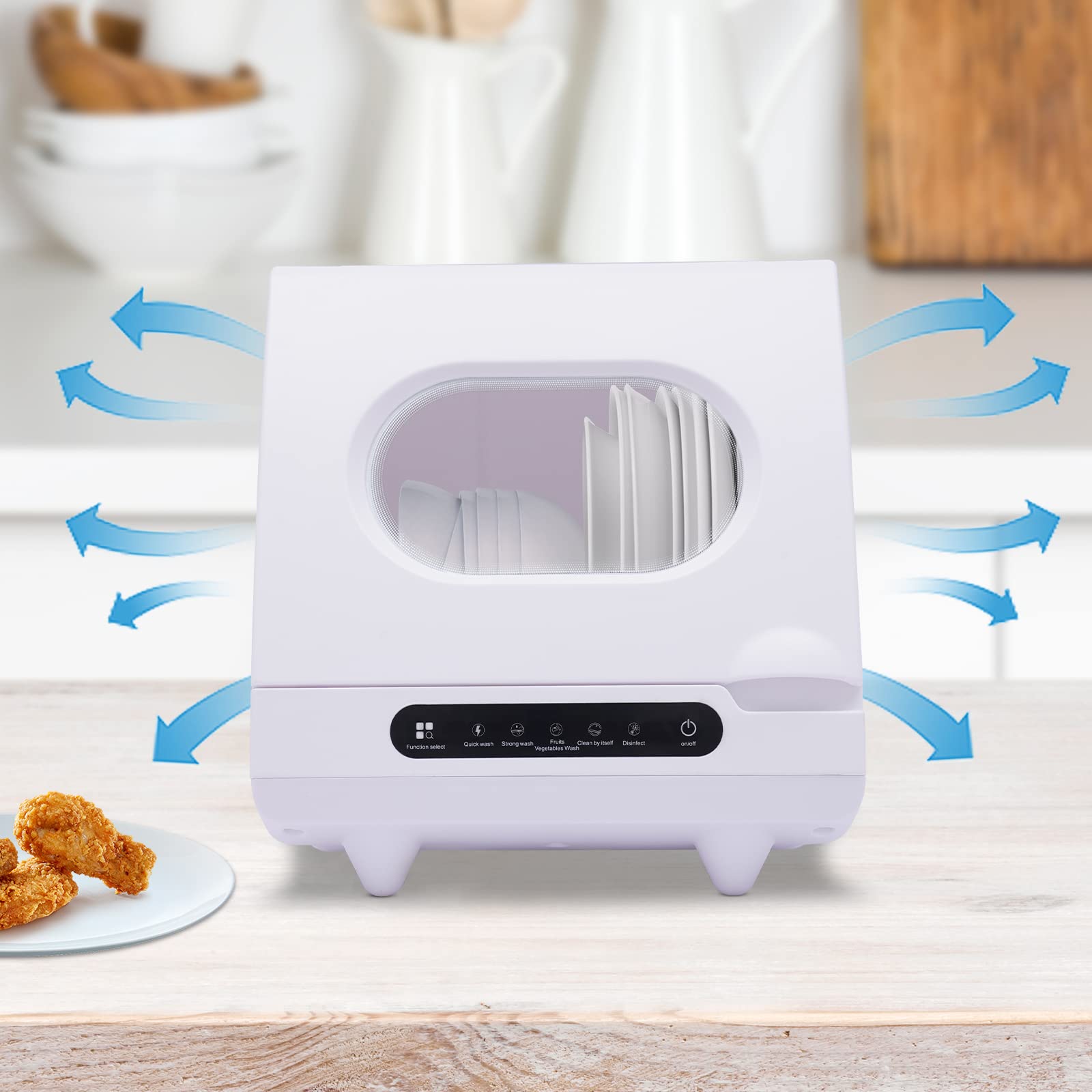 Portable Countertop Dishwasher 1200W 110V - Compact Mini Dishwasher with 5 Wash Programs for Apartments, RVs, Dorms & Small Kitchens | Perfect for Studio Living, Camping & Tiny Homes