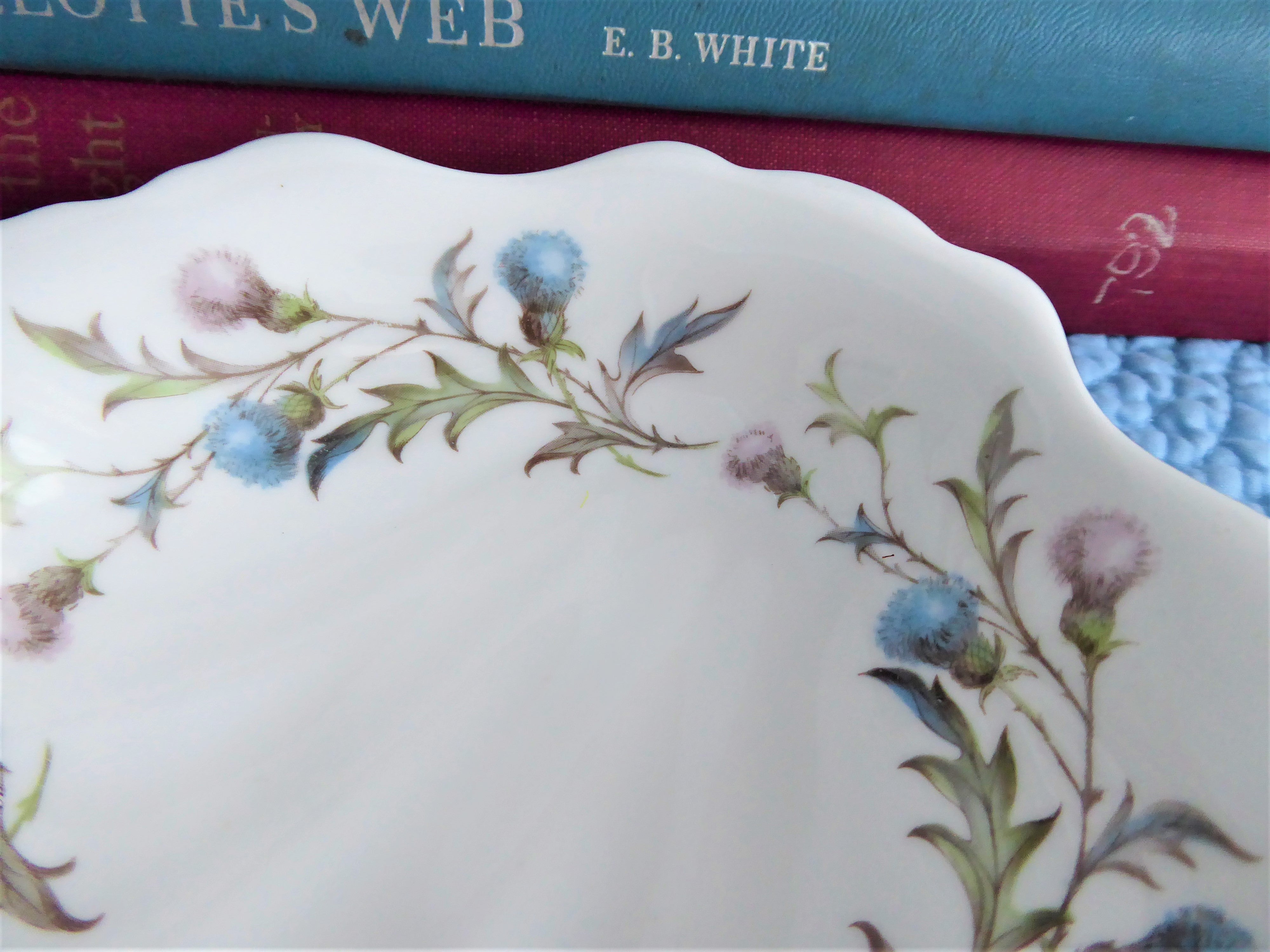 Vintage Royal Albert Brigadoon Shell Shape Dish with Thistles - 1970s Bone China Bowl for Tea, Desserts & Collectibles | Elegant Tableware for Afternoon Tea & Special Occasions