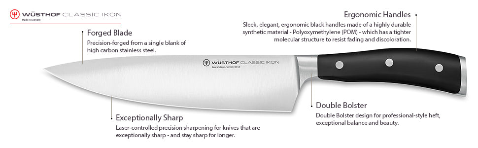 Wusthof Classic Ikon 9-Inch Chef Knife - German Stainless Steel Kitchen Knife for Professional Cooking & Food Prep | Perfect for Slicing, Dicing & Chopping Vegetables, Meat & Herbs