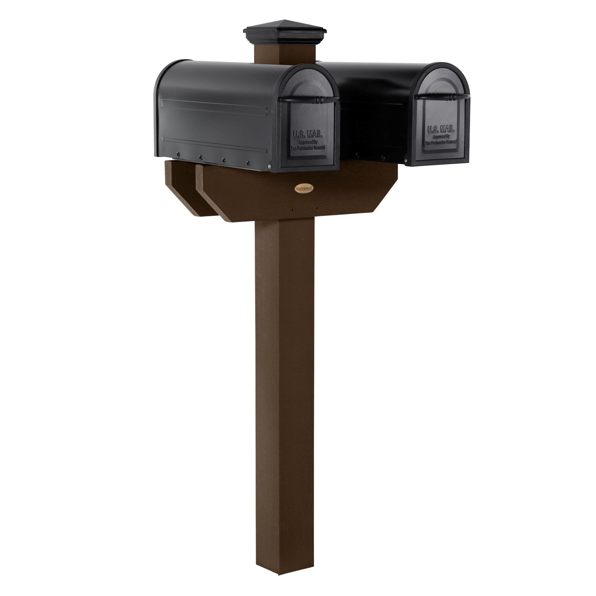 Highwood AD-MLBX2-ACE Hazelton Two-Sided Mailbox Post in Weathered Acorn - Durable Outdoor Mailbox Stand for Rural Homes & Driveways