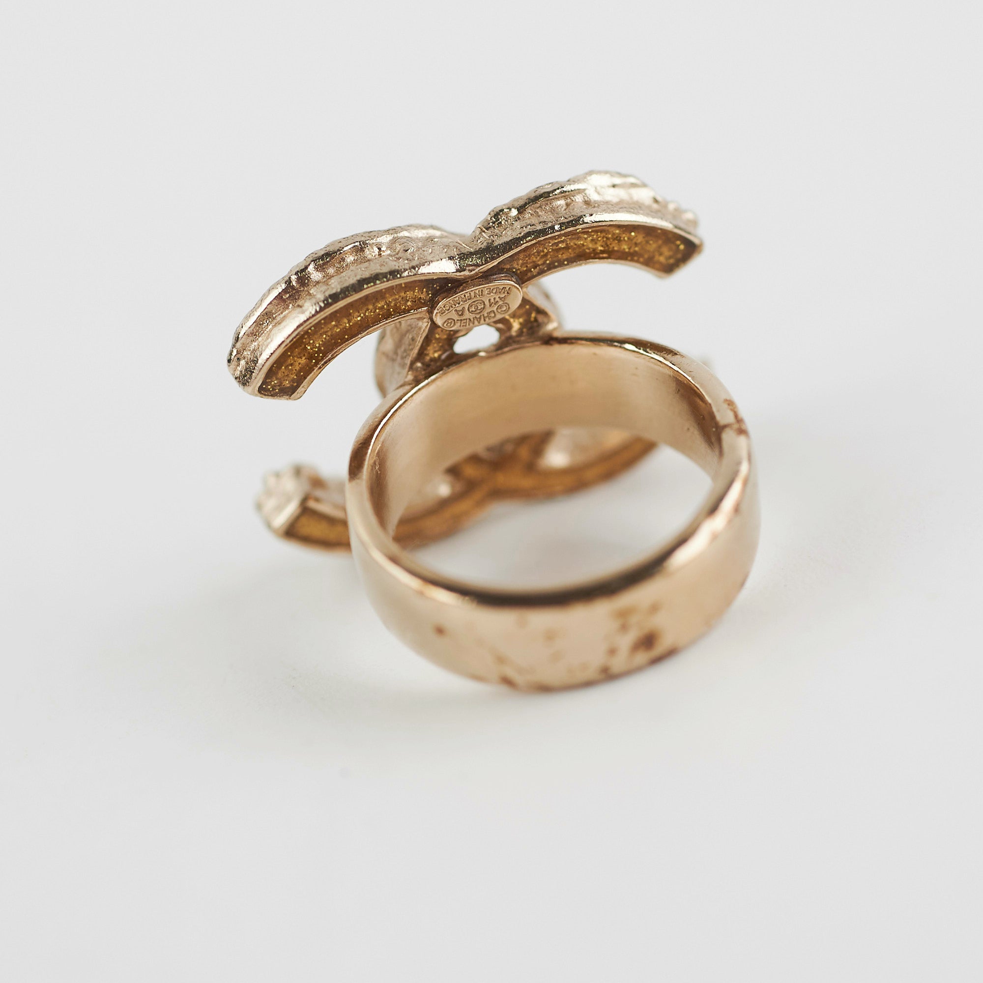 Chanel CC Logo Pearl Cocktail Ring - Elegant Fashion Jewelry for Women | Perfect for Parties, Weddings & Special Occasions