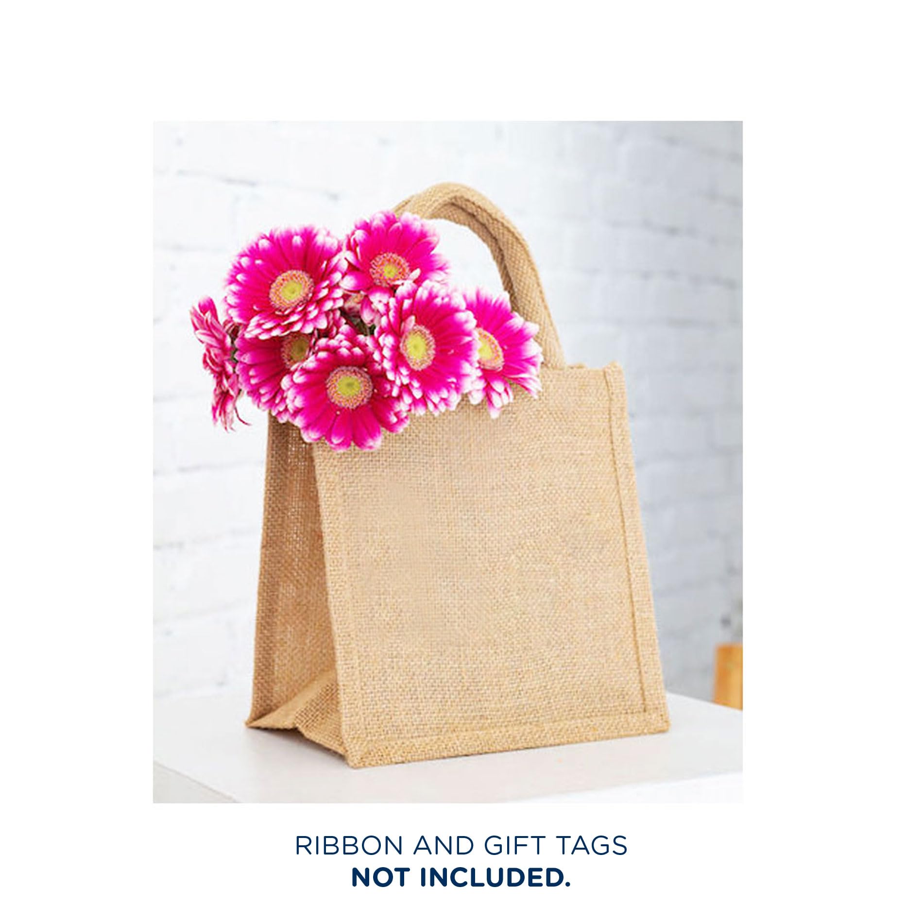 50 Small Jute Burlap Gift Bags with Handles - 8