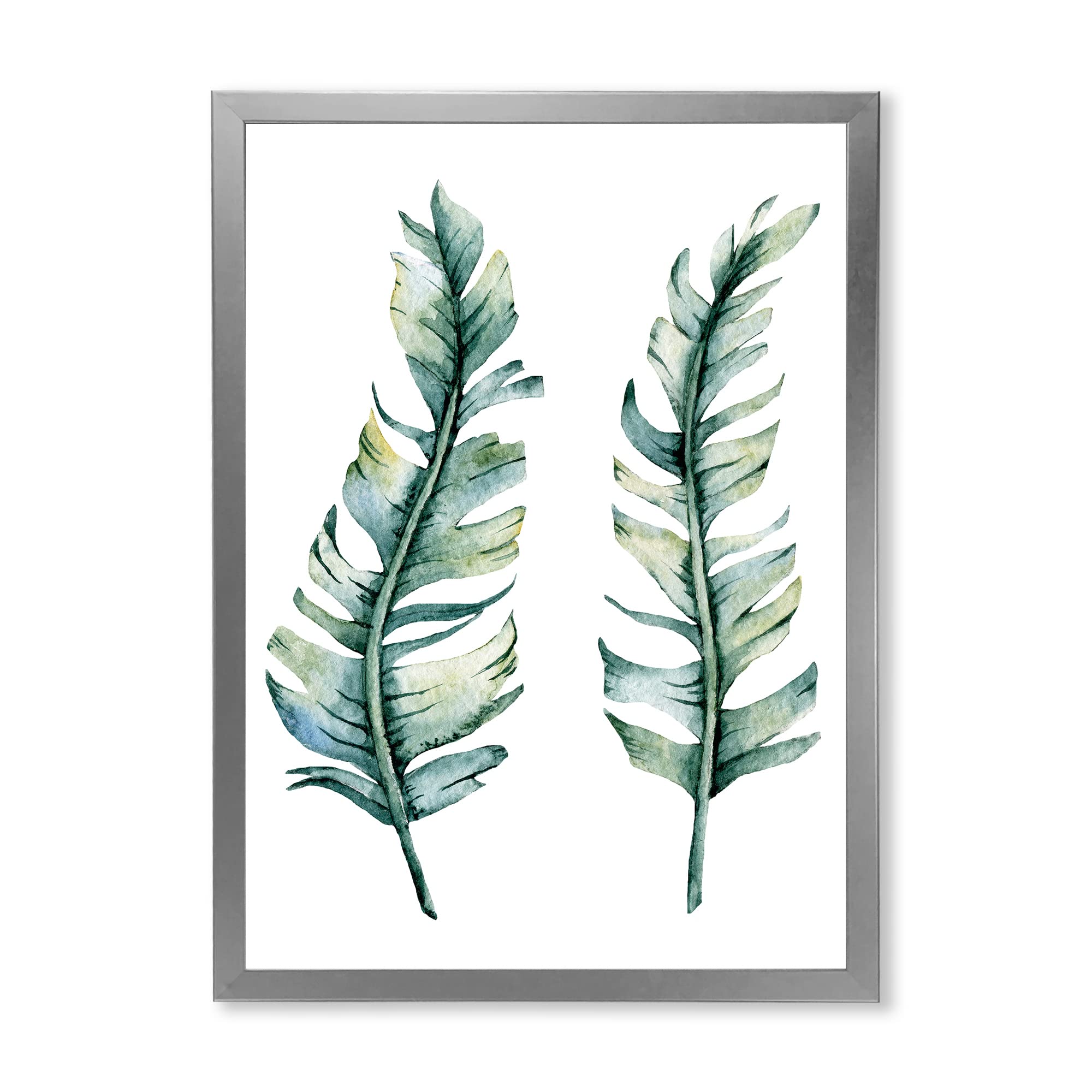 DesignQ Tropical Leaves Farmhouse Wall Art Set of 2 - Botanical Home Decor for Living Room, Bedroom & Office