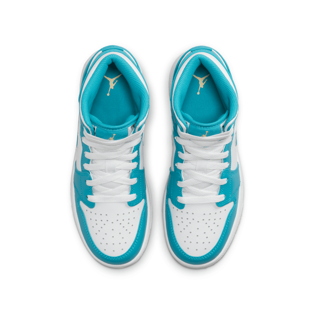 Kids Air Jordan 1 Mid 'Aquatone' Sneakers - Light Blue & White Basketball Shoes for Boys & Girls - Perfect for School, Sports & Casual Wear