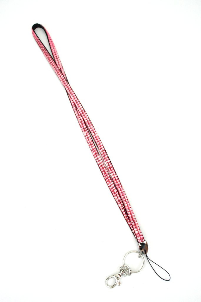Rhinestone Lanyard with ID Holder & Keychain - Rose Pink for Nurses, Doctors, Students