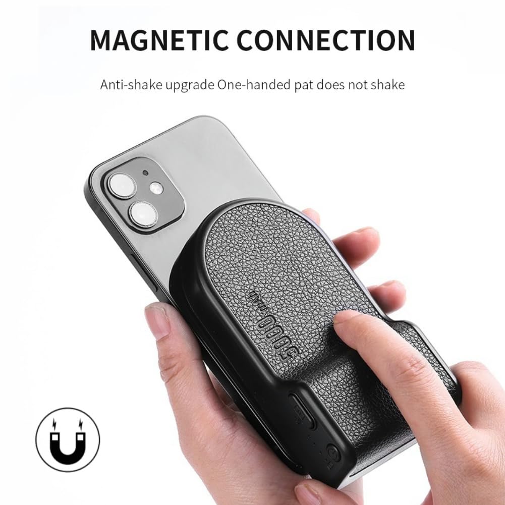INOVAGEN Magnetic Phone Selfie Grip with 5000mAh Power Bank & Qi Wireless Charging - Bluetooth Camera Handle Bracket for iPhone Android Vlogging, Photography and Video Shooting - Perfect for Travel, Live Streaming and Content Creation
