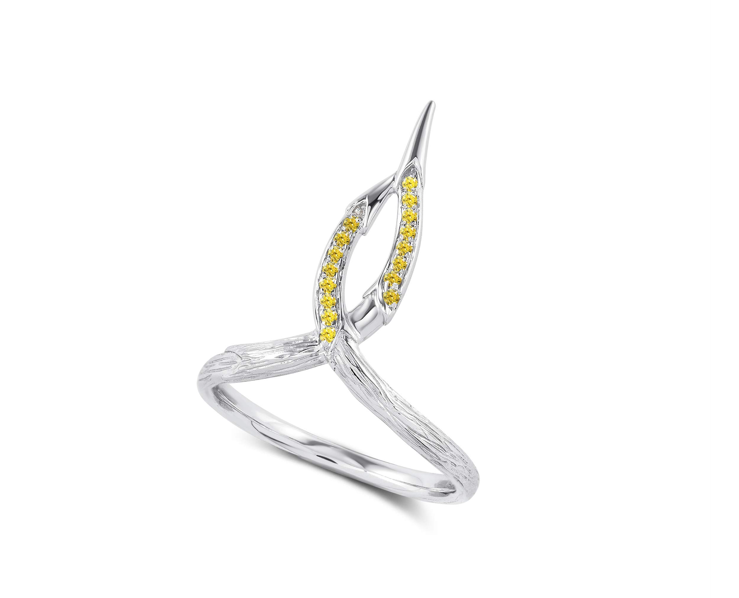 Alternative Wedding Ring - Yellow Diamond Nature Inspired Twisted Vine Tree Branch Ring for Women - Perfect for Boho, Elf & Fantasy Themed Weddings & Everyday Wear
