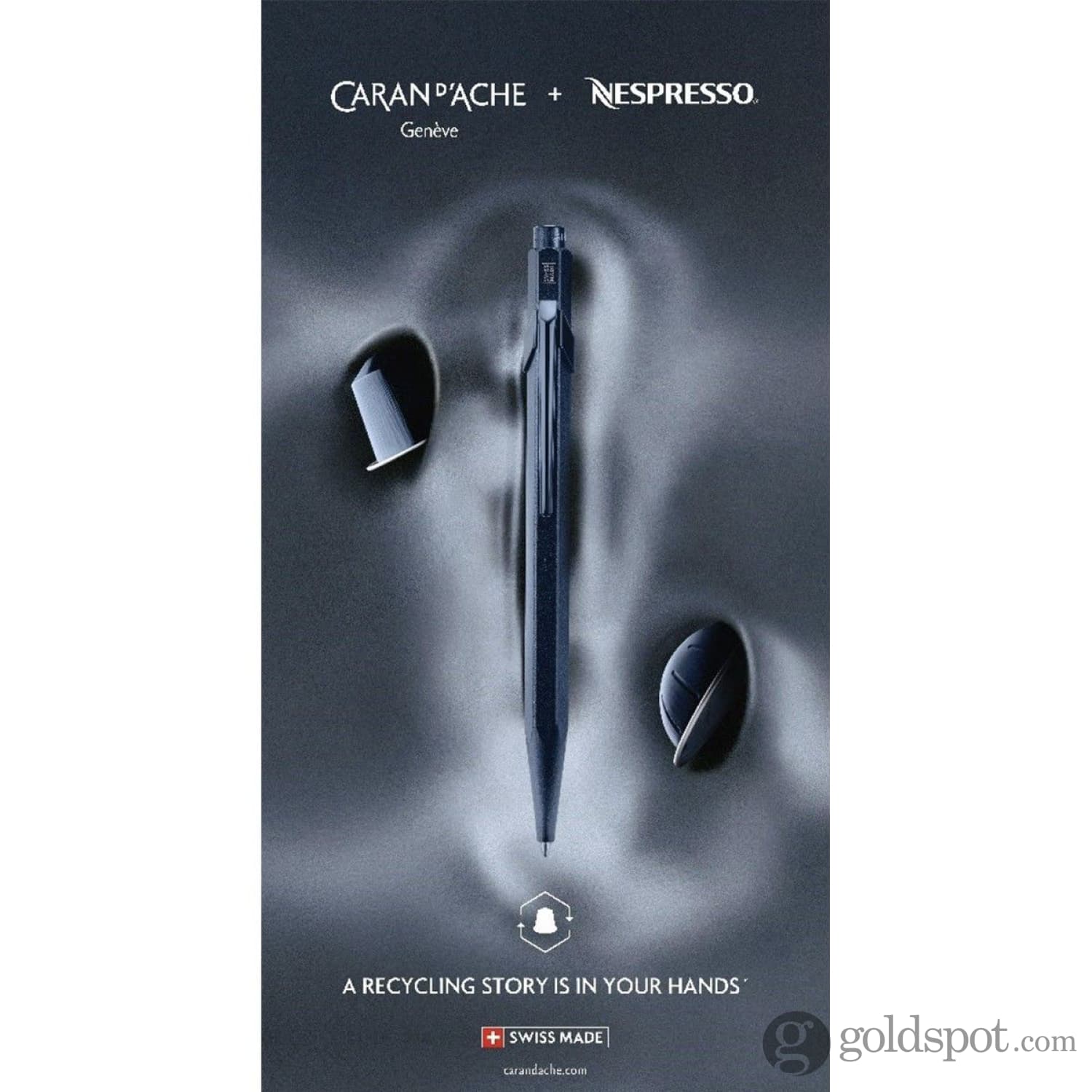 Caran d'Ache 849 Nespresso Ballpoint Pen - Premium Metallic Blue Ink Pen for Writing & Collecting - Perfect for Office, Gifts & Luxury Pen Enthusiasts