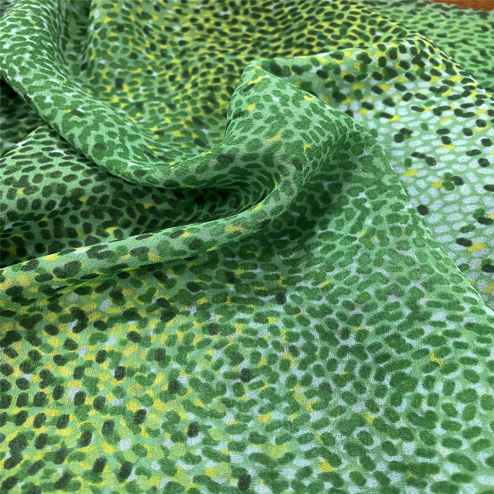 Printed Chiffon Fabric by The Yard - Green Dot Voile Draping Material for Sewing | Polyester Chiffon for Women's Dresses, Blouses, Scarves & Apparel | Perfect for DIY Fashion, Evening Wear & Summer Clothing Projects