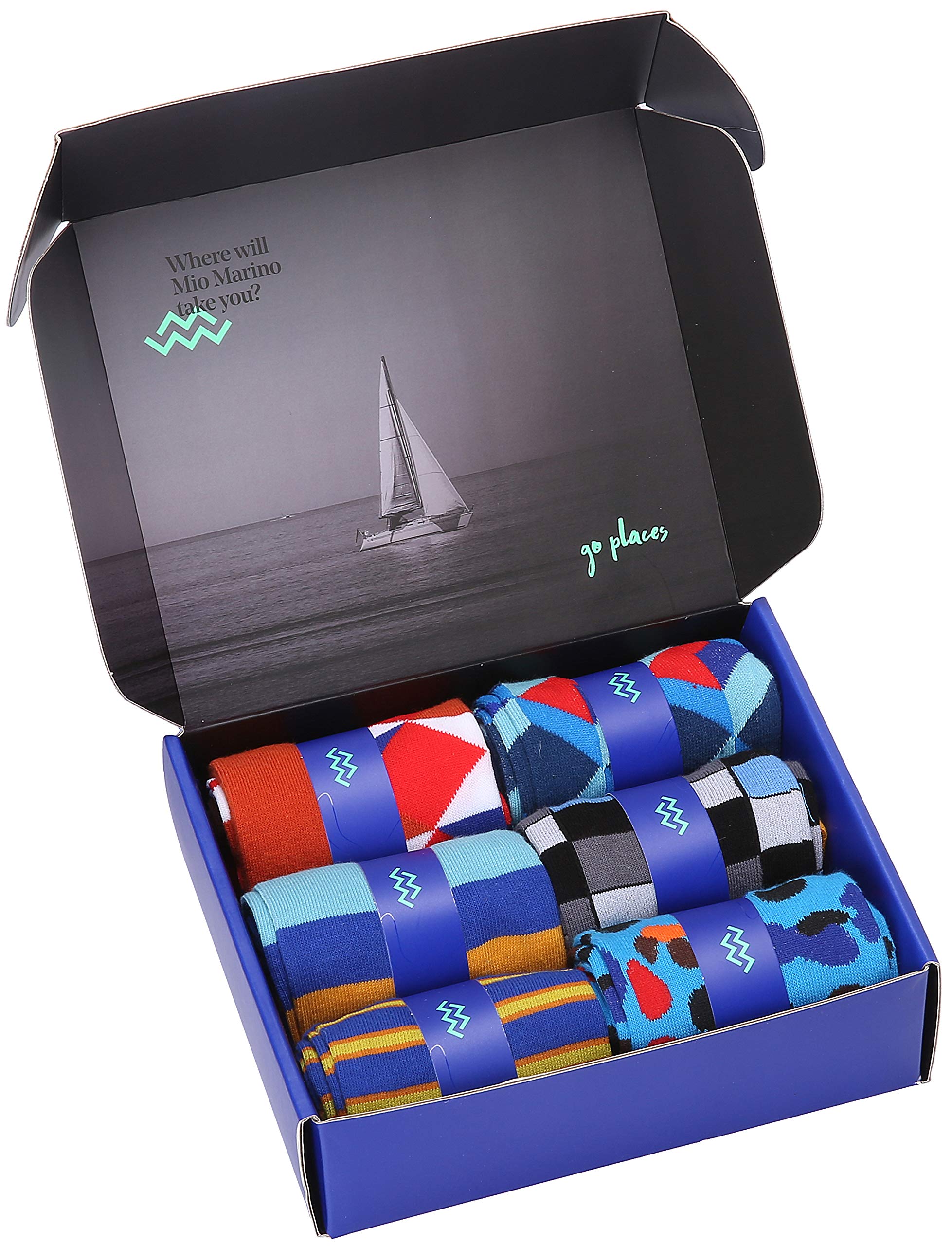 Marino Men's Dress Socks - 6 Pack Colorful Cotton Casual Socks for Business & Everyday Wear - Funky Patterned Socks for Office, Parties & Gifts