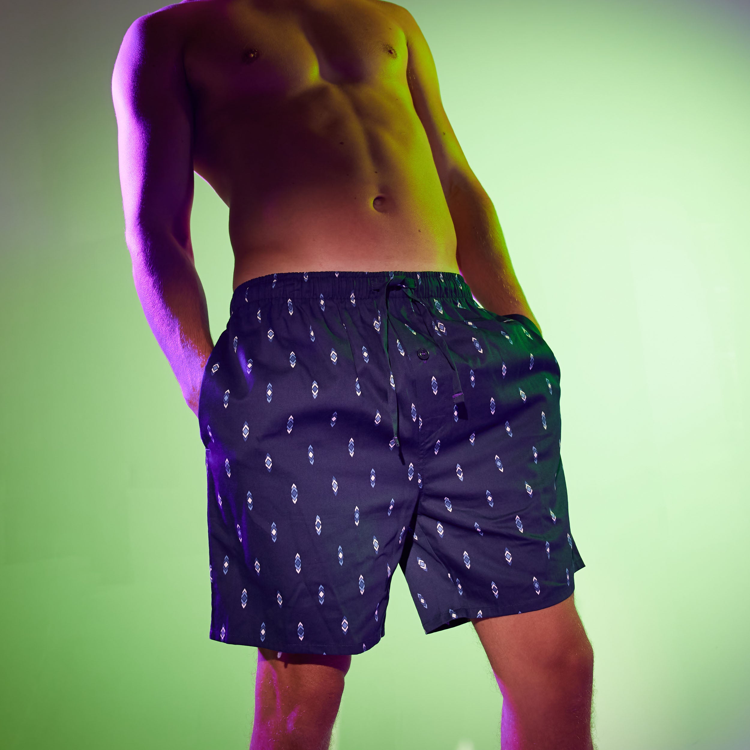 Men's Flint Cotton Sleep Shorts - Navy Blue - Soft & Breathable Lounge Pajama Shorts for Comfortable Nightwear & Relaxing at Home