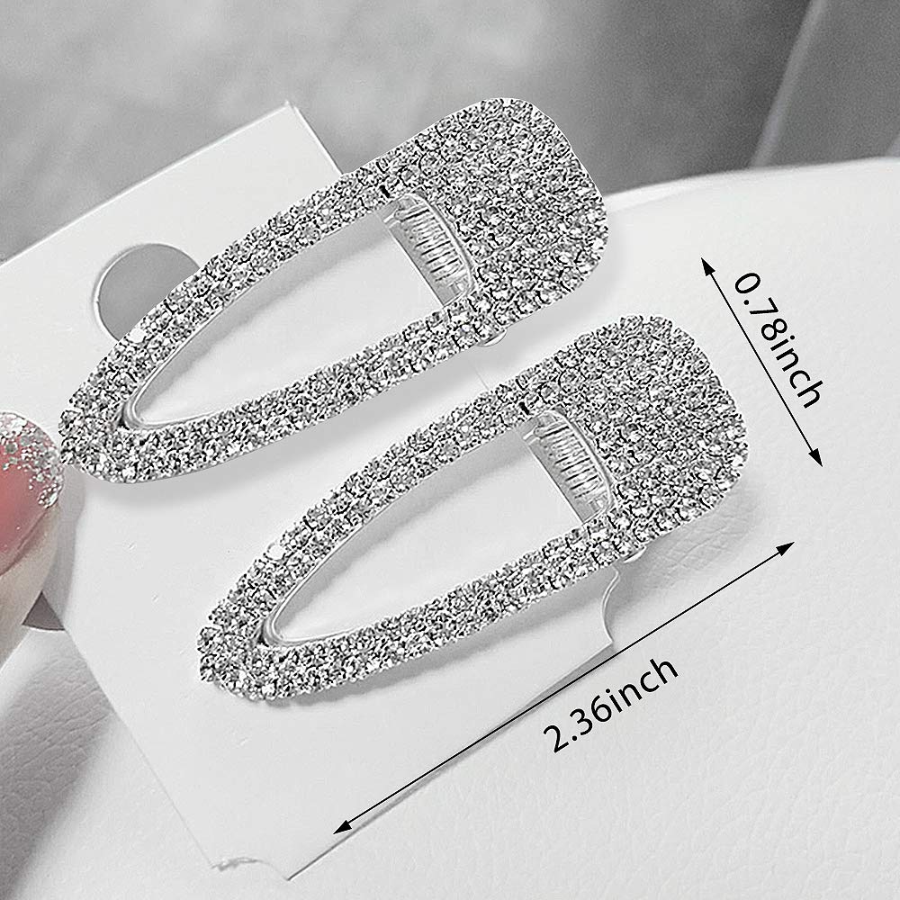 2PCS Silver Rhinestone Hair Clips for Women - Party & Wedding Accessories