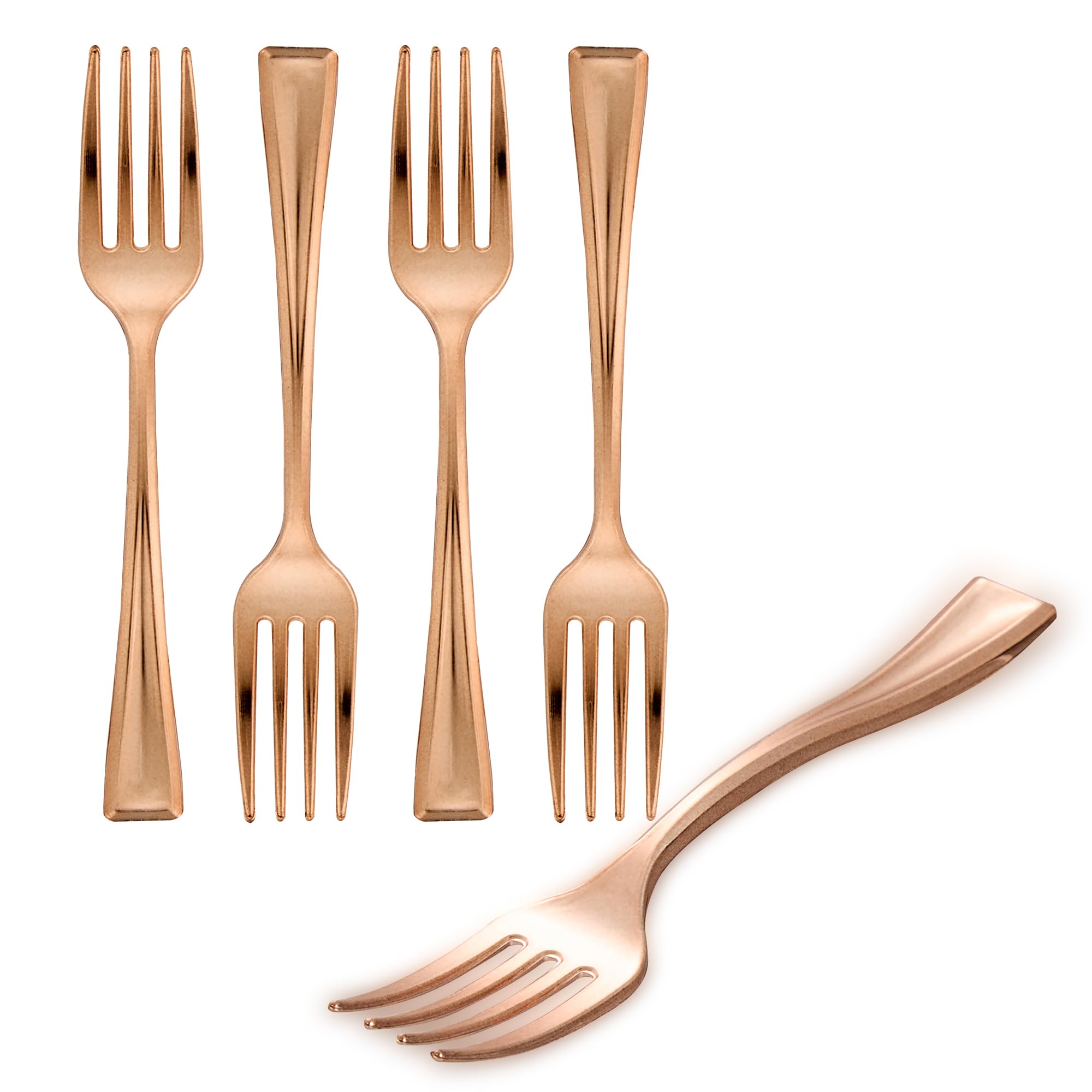 500-Pack 4 Inch Mini Plastic Forks - Heavy-Duty Disposable Appetizer Forks in Rose Gold for Hors D'oeuvres, Desserts, Samples | Perfect for Parties, Weddings, Catering & Events - Elegant & Durable