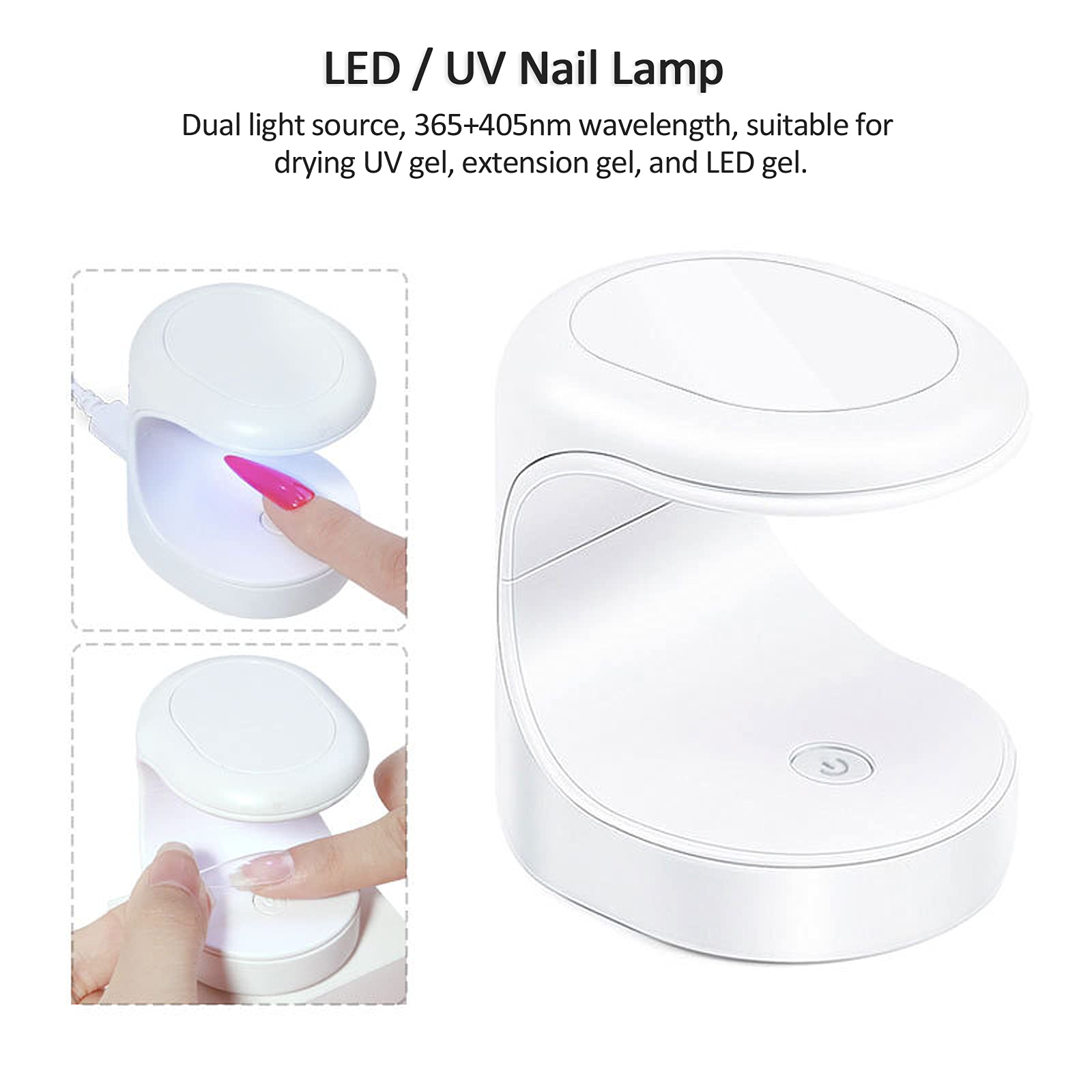 Professional UV LED Nail Lamp for Gel Polish Curing - Fast Drying USB Nail Dryer with LED Therapy Light for Home & Salon Nail Art (White) by Layfoo - Perfect for Manicures, Pedicures & DIY Nail Designs