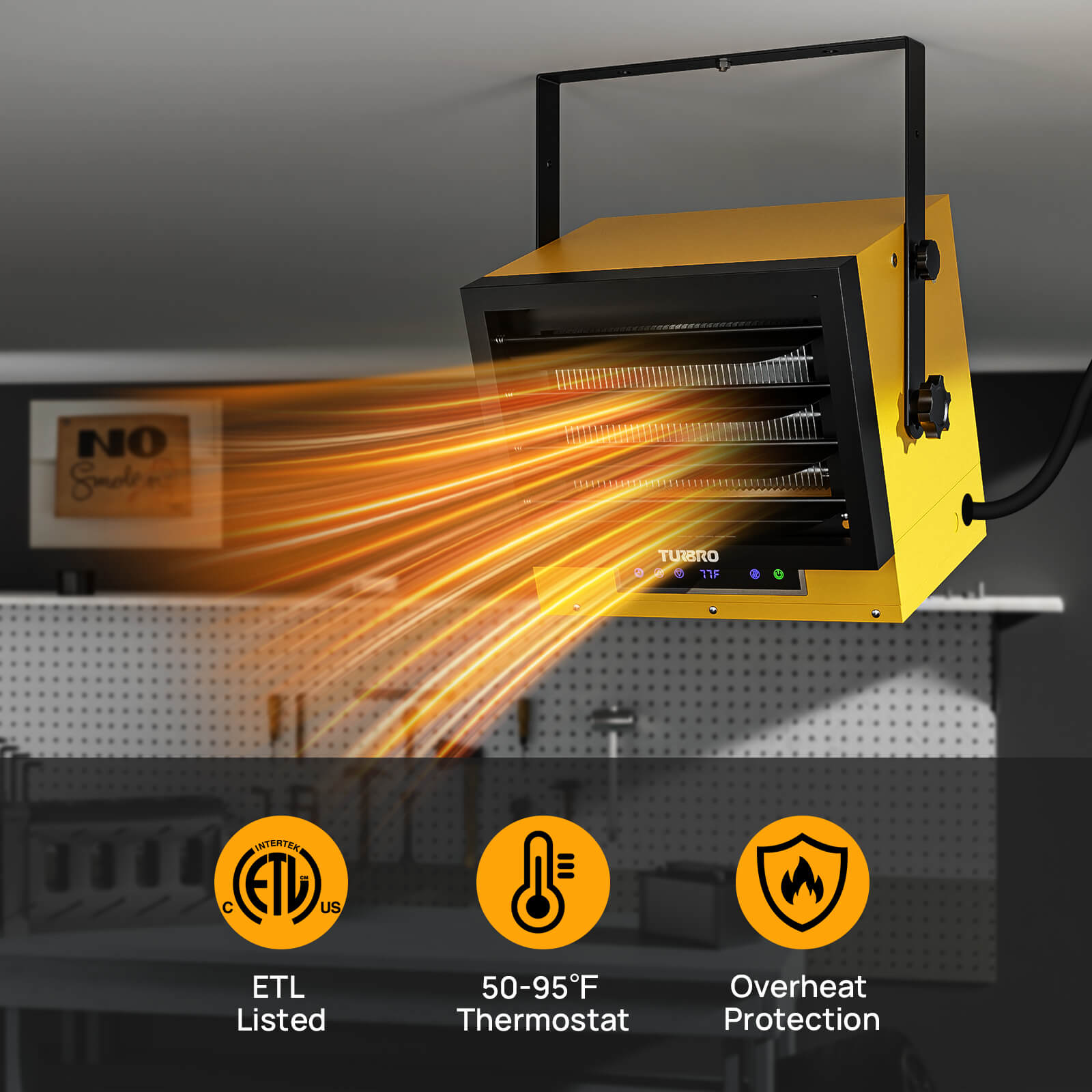 GH7500 5000W Electric Garage Heater with Thermostat - Fast Heating for Workshops, Basements & Large Spaces - Energy Efficient & Quiet Operation - Perfect for Winter & Cold Weather Use