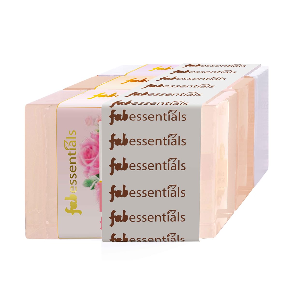 Fabessentials Assorted Glycerin Bath Soap Bar Pack of 3 - Rose, Sandalwood & Lavender Scent - 100g Each | Moisturizing Glycerine Soap for Women & Men | Nourishing Skin Care for Soft, Glowing Skin | Perfect for Daily Bathing, Spa Days & Gift Sets