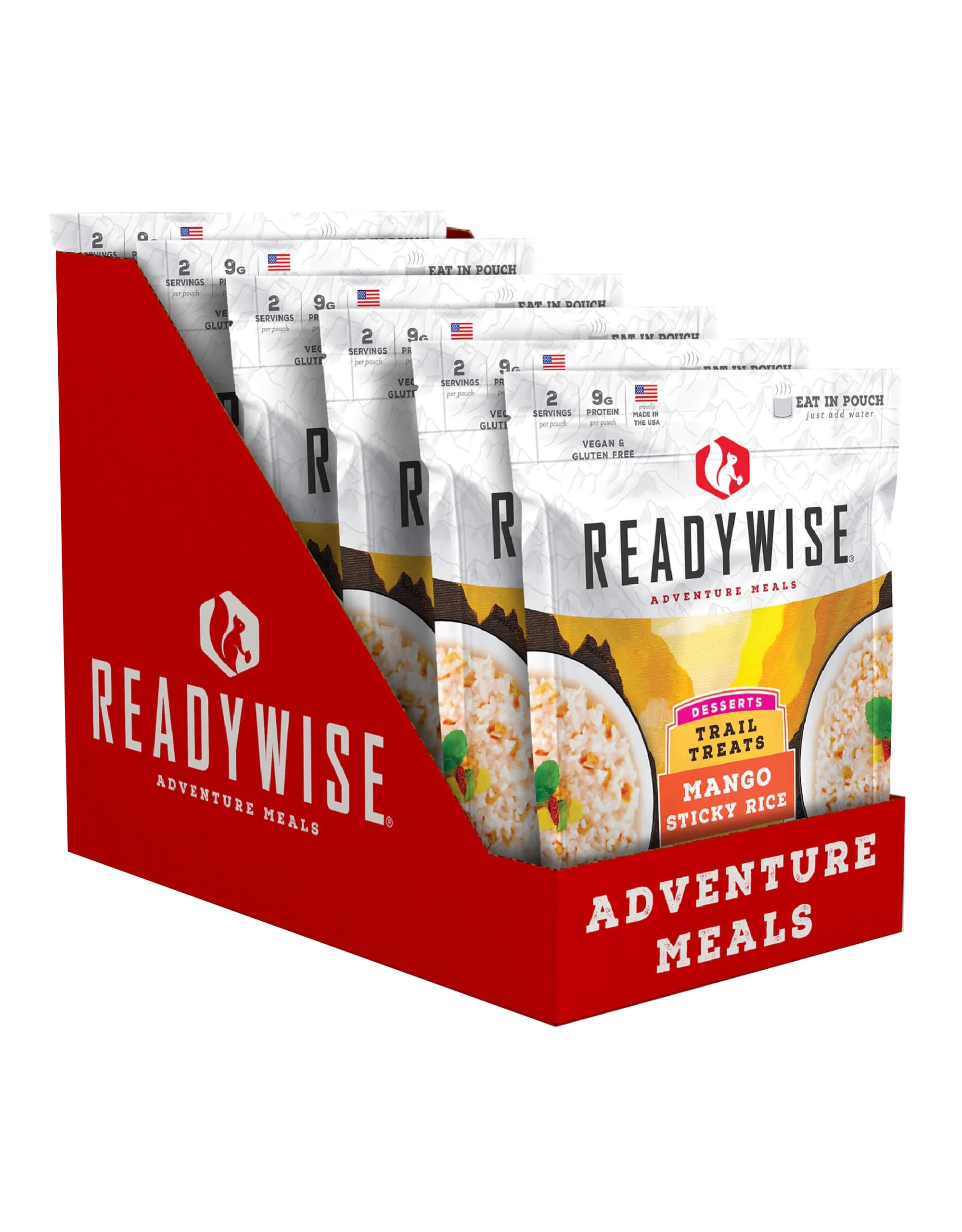READYWISE Freeze Dried Mango Sticky Rice - 12 Servings (Pack of 6) | Emergency Food Supply, Survival Meals & Camping Snacks | Perfect for Outdoor Adventures, Disaster Preparedness & Emergency Kits | Great for Backpacking, Hiking, RV Trips & Power Outages