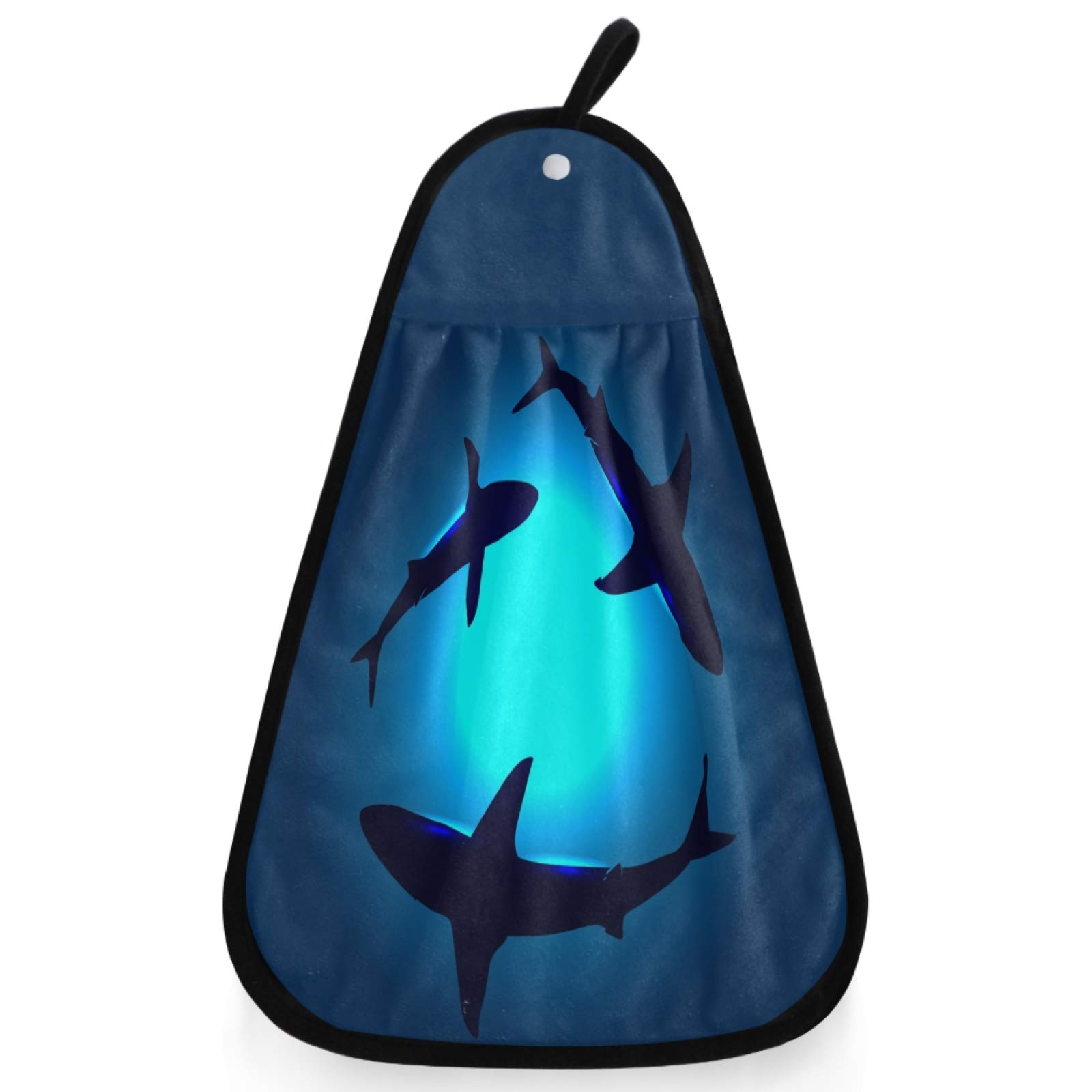 Floating Shark Hand Towel - Soft Absorbent Cotton Dish Towel for Kitchen & Bathroom Decor with Hanging Loop - Perfect for Cleaning, Drying Dishes, and Fun Bathroom Decor