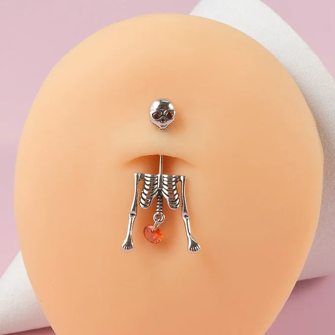 Gothic Skeleton Belly Button Ring & Rook Piercing Jewelry - Stainless Steel Body Jewelry for Women | DL052 | Perfect for Halloween, Gothic Fashion & Alternative Style