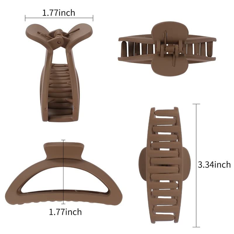 FAMEZA 4Pcs Matte Neutral Claw Hair Clips for Thin to Medium Hair - Non-Slip Semicircle Hair Clips for Women & Girls - Perfect for School, Work, Travel & Everyday Styling