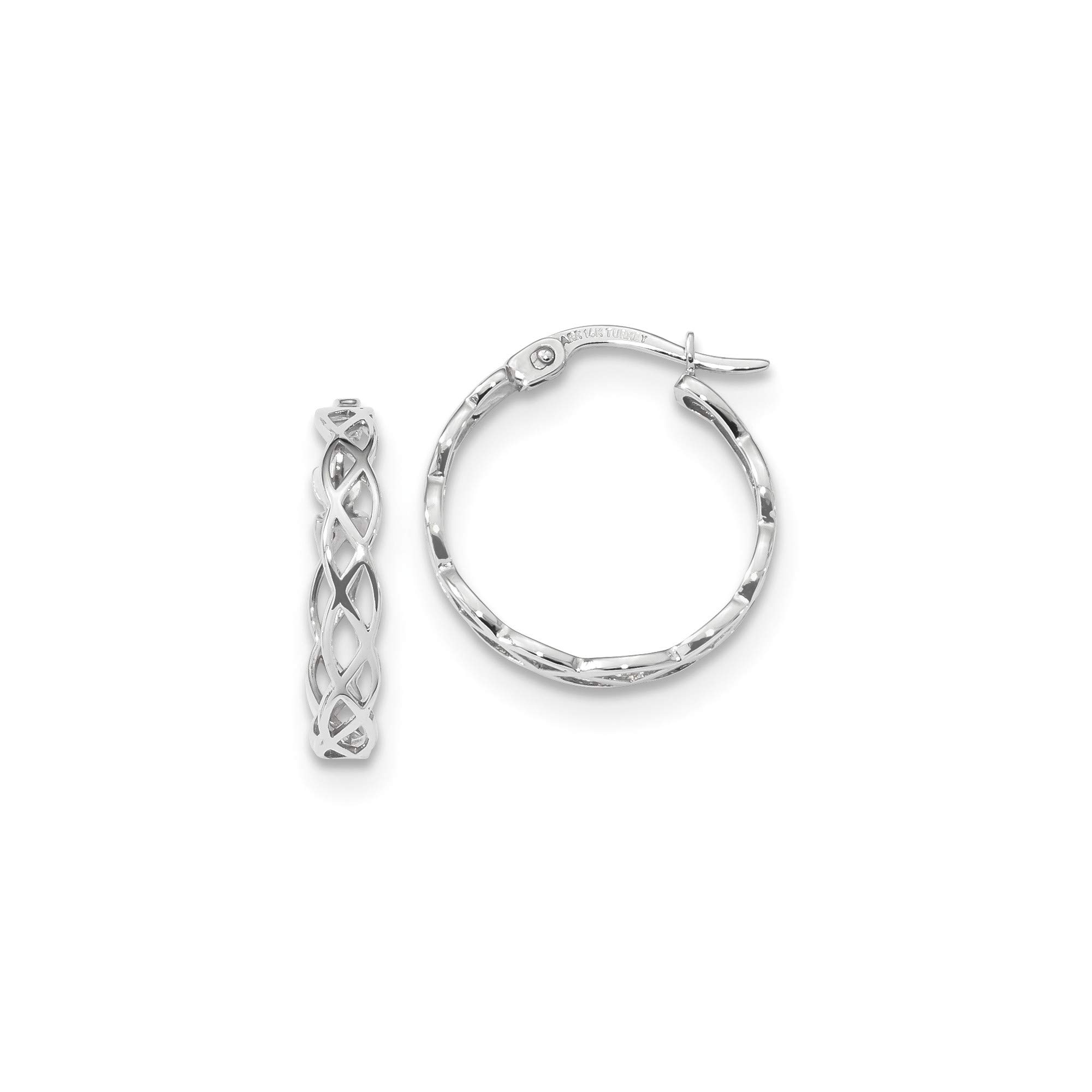 14K White Gold Intertwined Filigree Hoop Earrings for Women - Elegant Polished Design for Everyday Wear, Date Night & Special Occasions