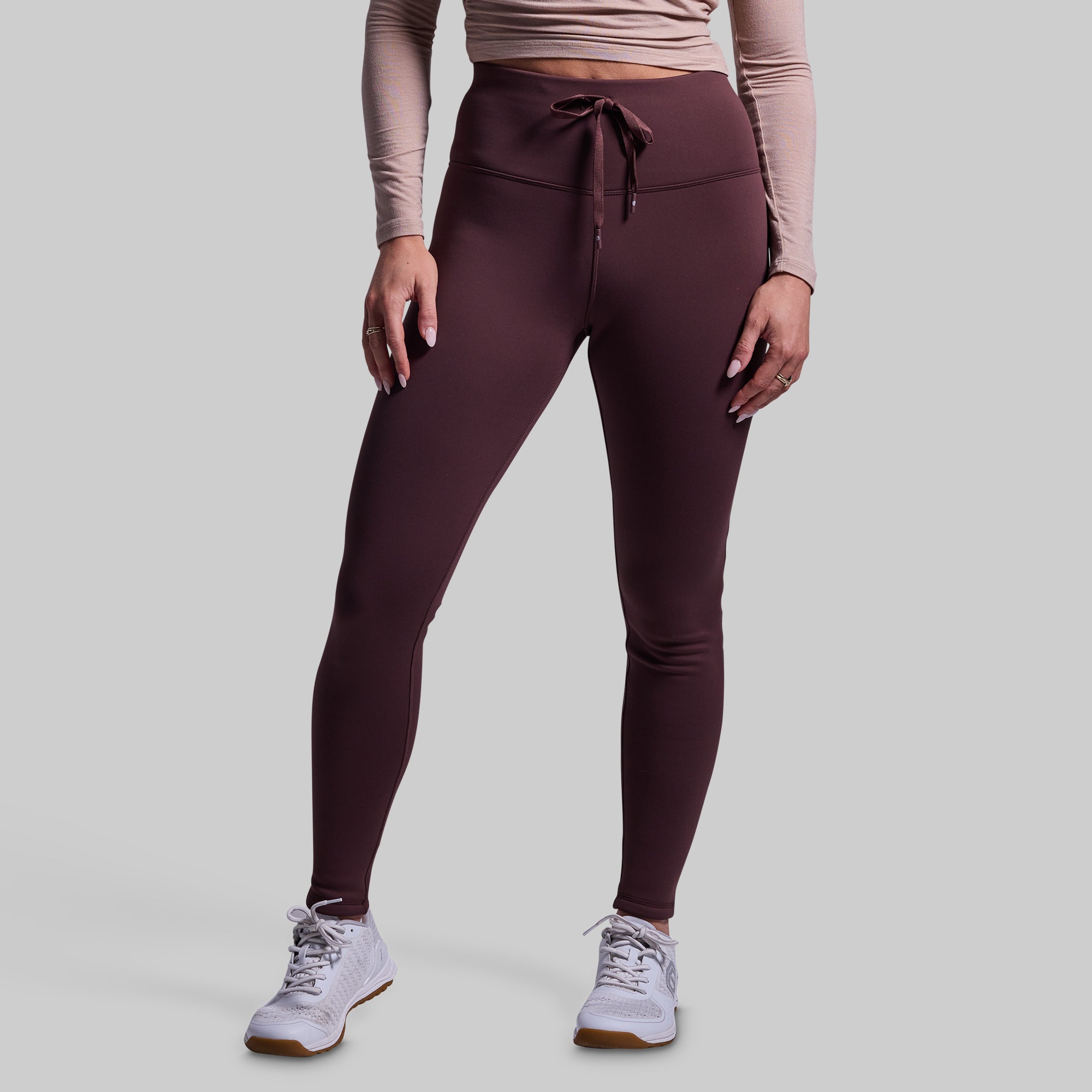 Women's Fleece Lined Leggings - French Roast Color, Warm Winter Thermal Tights for Yoga, Running & Outdoor Activities