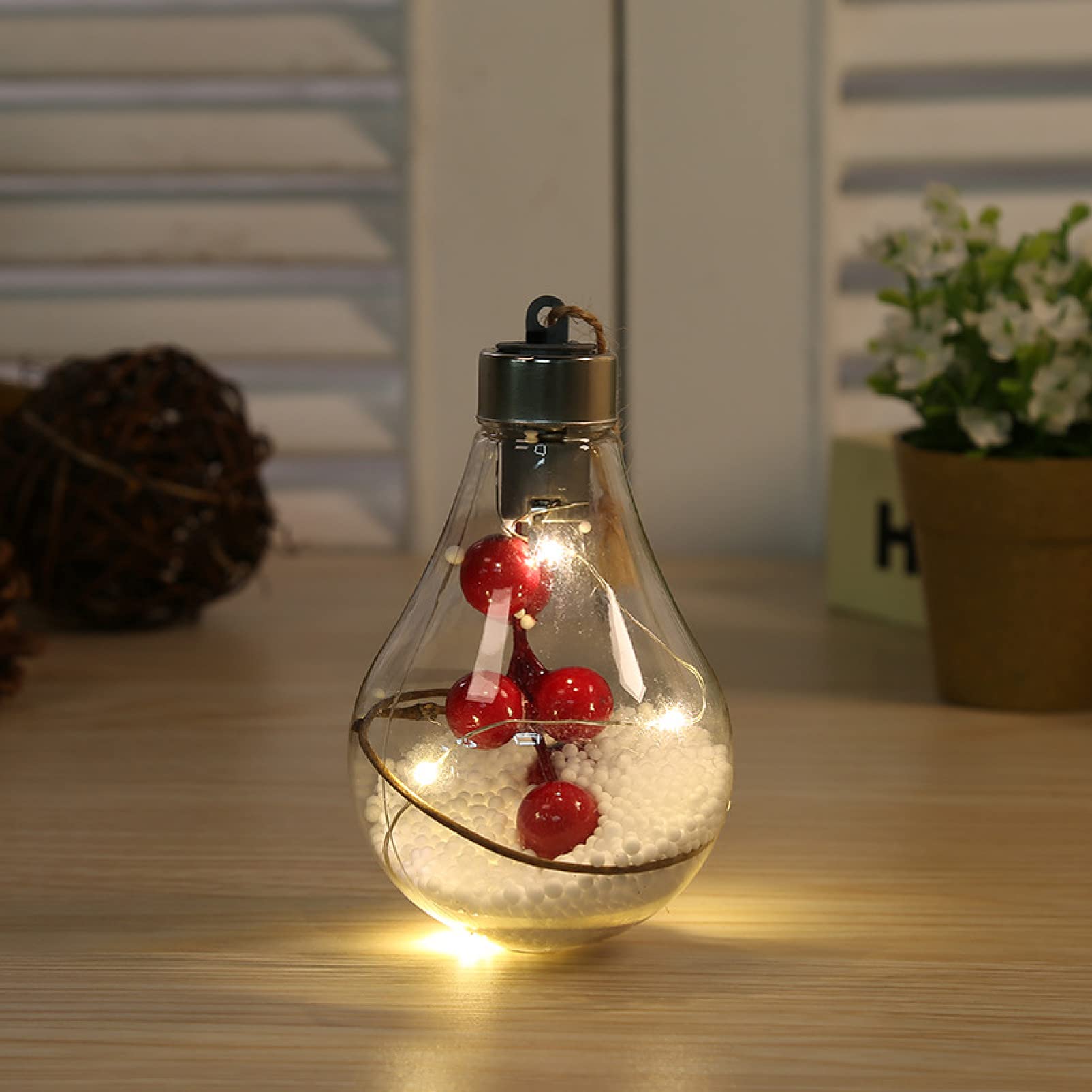 1pcs Transparent LED Luminous Night Light - Hanging Pendant Christmas Tree Decor, Fairy Ball Lights for Xmas Ornament | Perfect for Bedroom, Nursery, Holiday Party & Outdoor Decorations