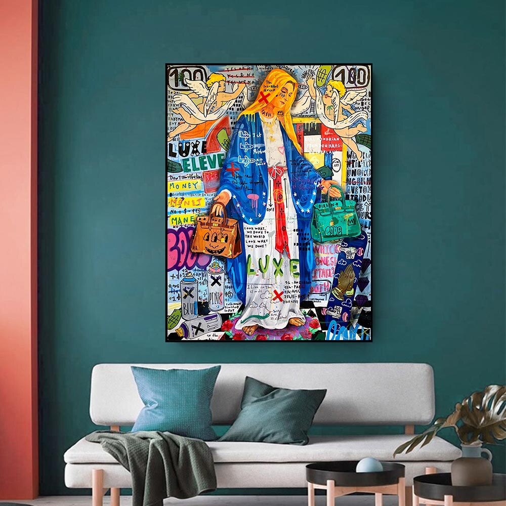 Banksy Virgin Mary Art Print - Unique & Captivating Street Art Masterpiece for Home Decor, Office Wall Art & Gift Ideas