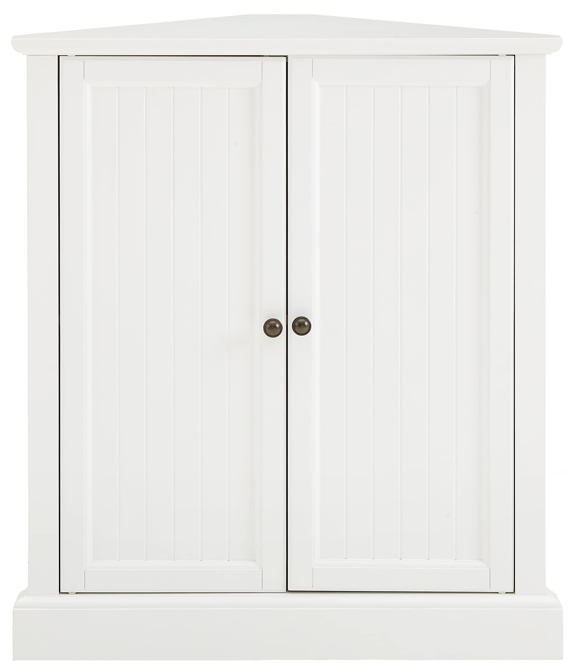 Crosley Furniture Shoreline Stackable Corner Pantry Cabinet with Adjustable Shelves - White Kitchen Storage Organizer for Pantry, Dining Room & Laundry Room - Space-Saving Corner Solution for Small Homes & Apartments