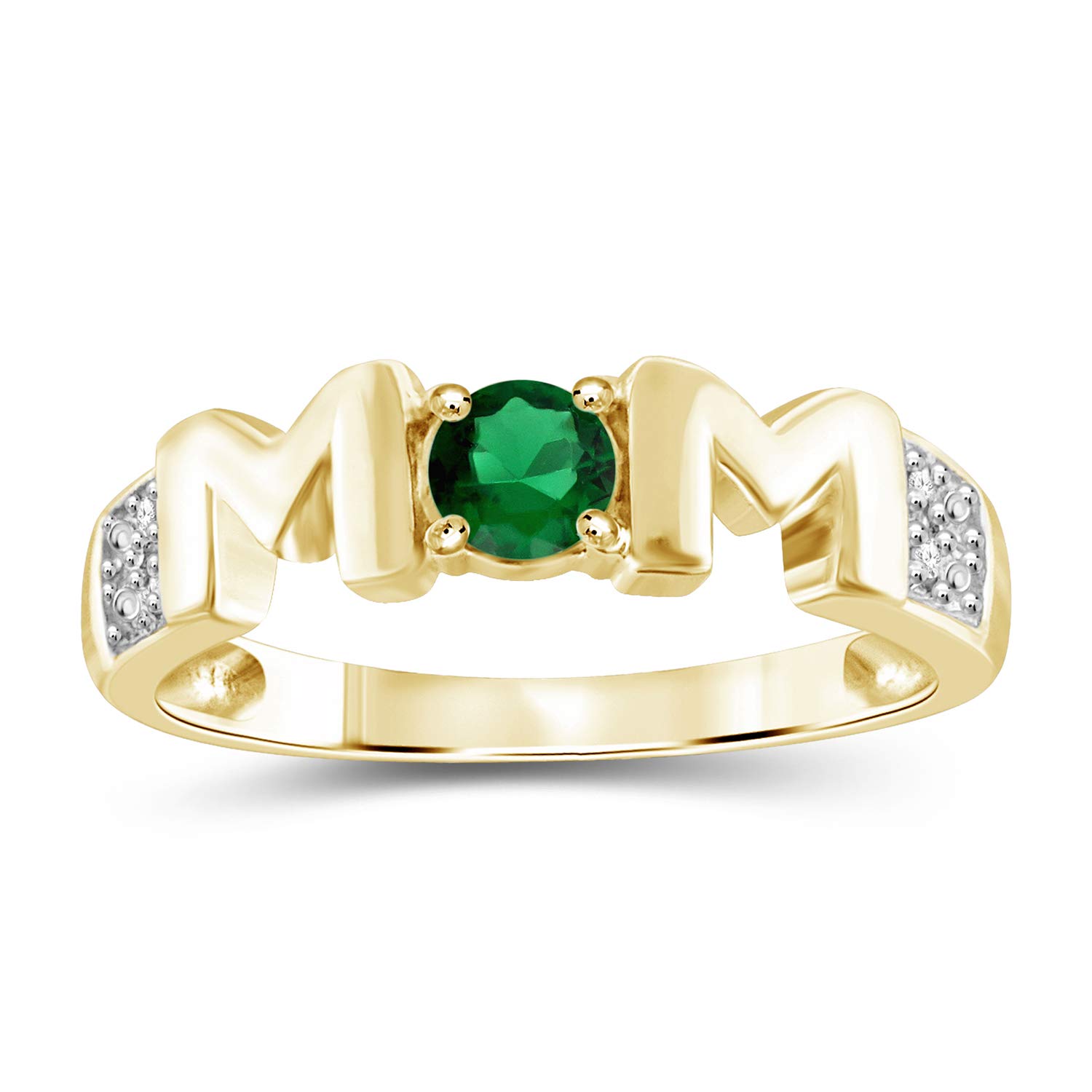 JEWELEXCESS Sterling Silver Mothers Ring with Birthstones – Elegant Created White Sapphire & Custom Birthstone Jewelry for Women – Perfect Gift for Mom, Birthday, Anniversary & Special Occasions