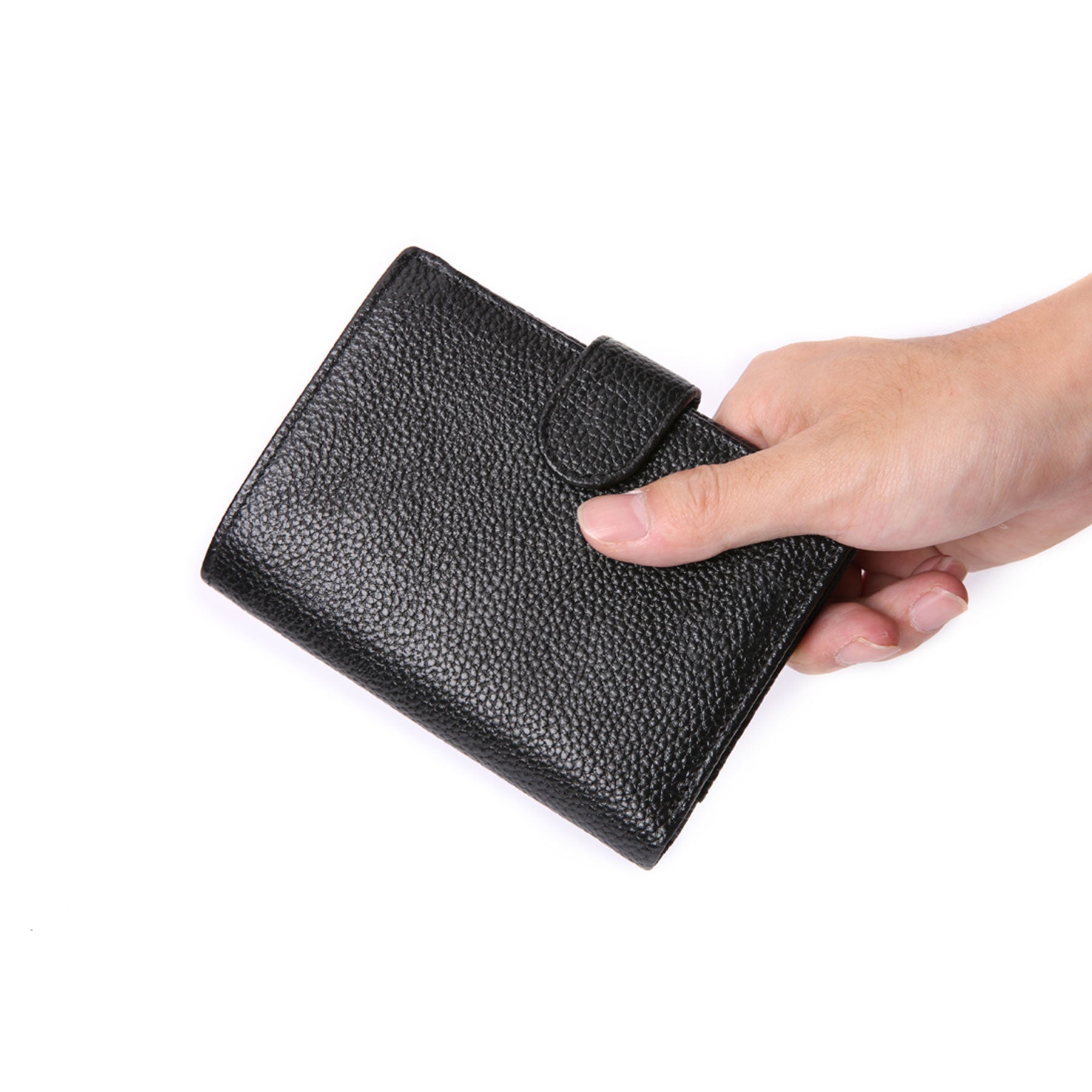 Men's Genuine Leather Short Bifold Wallet - Slim RFID Blocking Front Pocket Wallet for Everyday Carry & Travel
