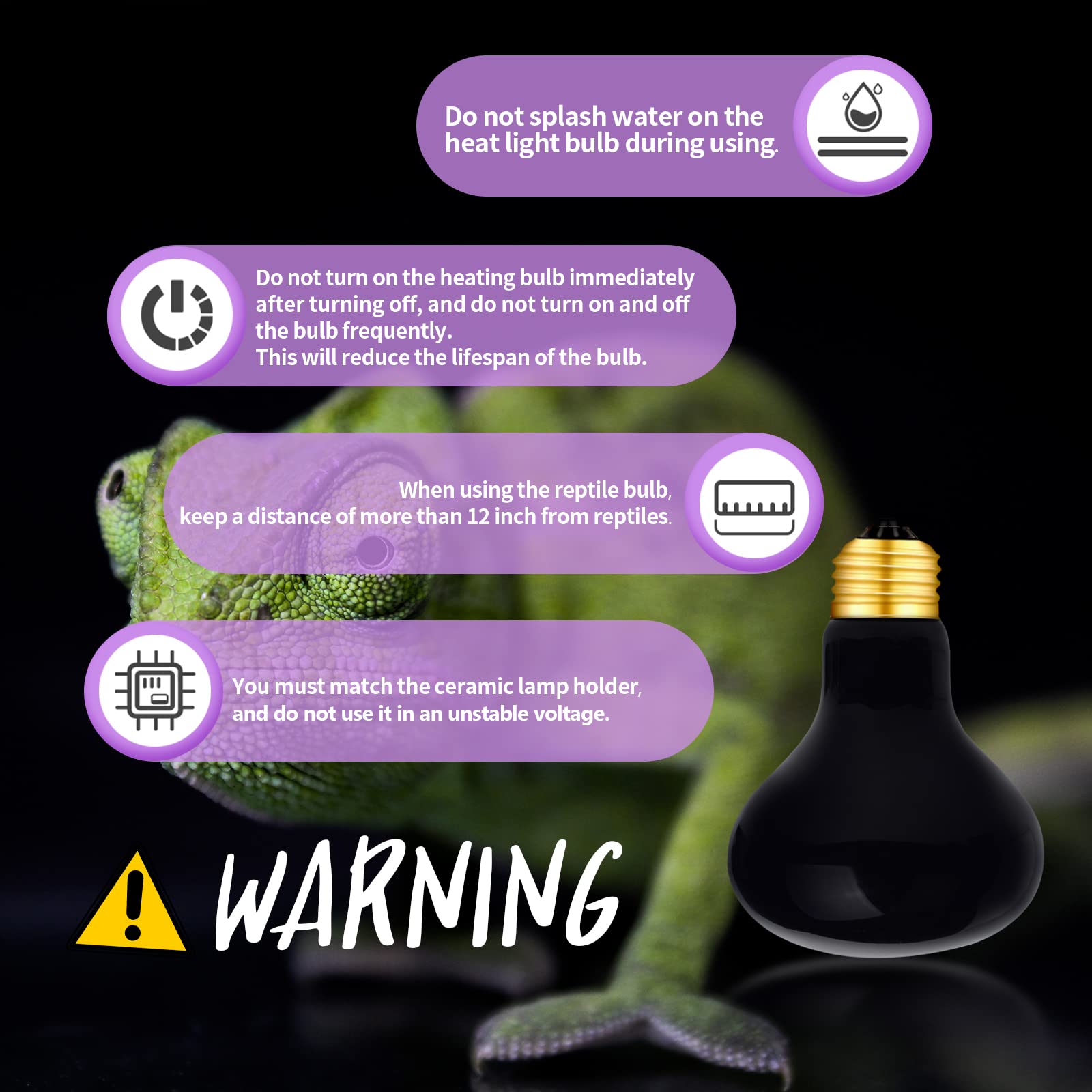 75W Infrared Heat Lamp Bulb - UVA Reptile Heating Light for Lizards, Tortoises, Snakes, Chameleons & Spiders - Moonlight Bulb for Terrariums & Nighttime Heating (2-Pack) - Perfect for Reptile Tanks, Amphibian Habitats & Nocturnal Pet Care