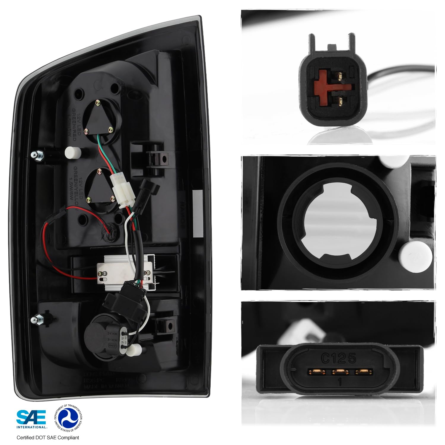 AKKON Black Smoke LED Tail Lights & Brake Lamps Replacement for 2007-2008 Ram 1500, 2007-2009 Ram 2500/3500 Pickup Trucks - Enhanced Night Visibility & Style Upgrade
