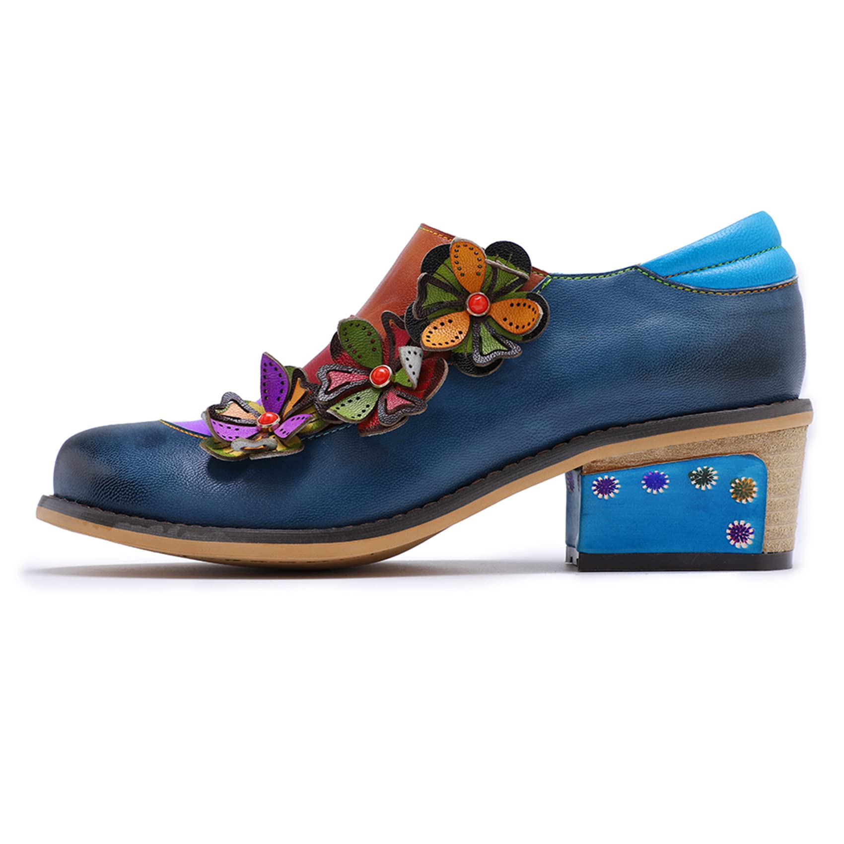 Women's Leather Oxford Shoes - Comfortable Round Toe Mid Heel Retro Casual Shoes for Ladies | Perfect for Office, Dating & Everyday Wear