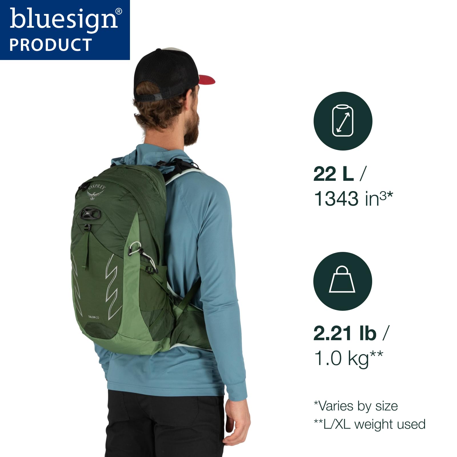 Osprey Talon 22L Men's Hiking Backpack with Hipbelt - Lightweight Daypack for Outdoor Adventures, Trekking & Travel - Ceramic Blue, S/M Size