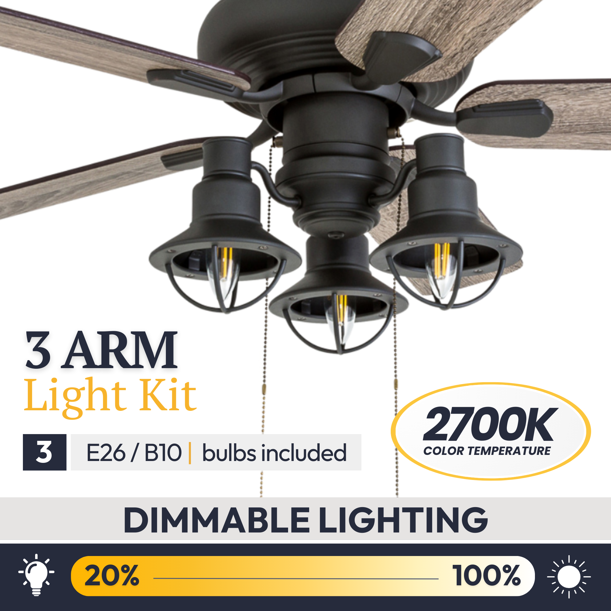 42 Inch Bronze Piercy Ceiling Fan with Pull Chain - Perfect for Living Room, Bedroom, and Outdoor Patio Cooling