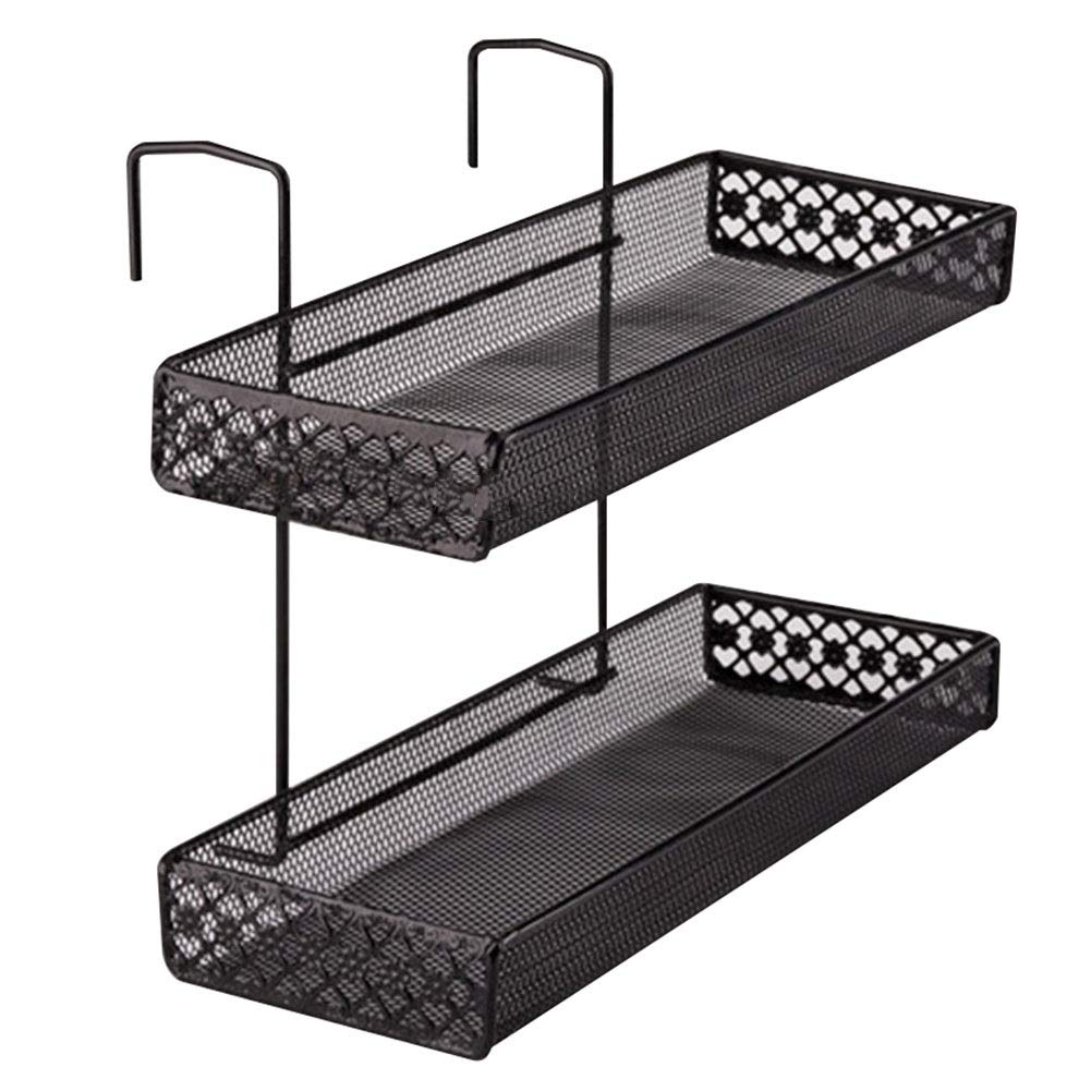 YYFANG Decorative Iron Hanging Basket - 3 Colors & 2 Sizes for Plants, Flowers, Storage | Perfect for Office, Window Sill, Balcony, Desktop (Black, 32x11x23cm) | Home & Garden Organization Solution