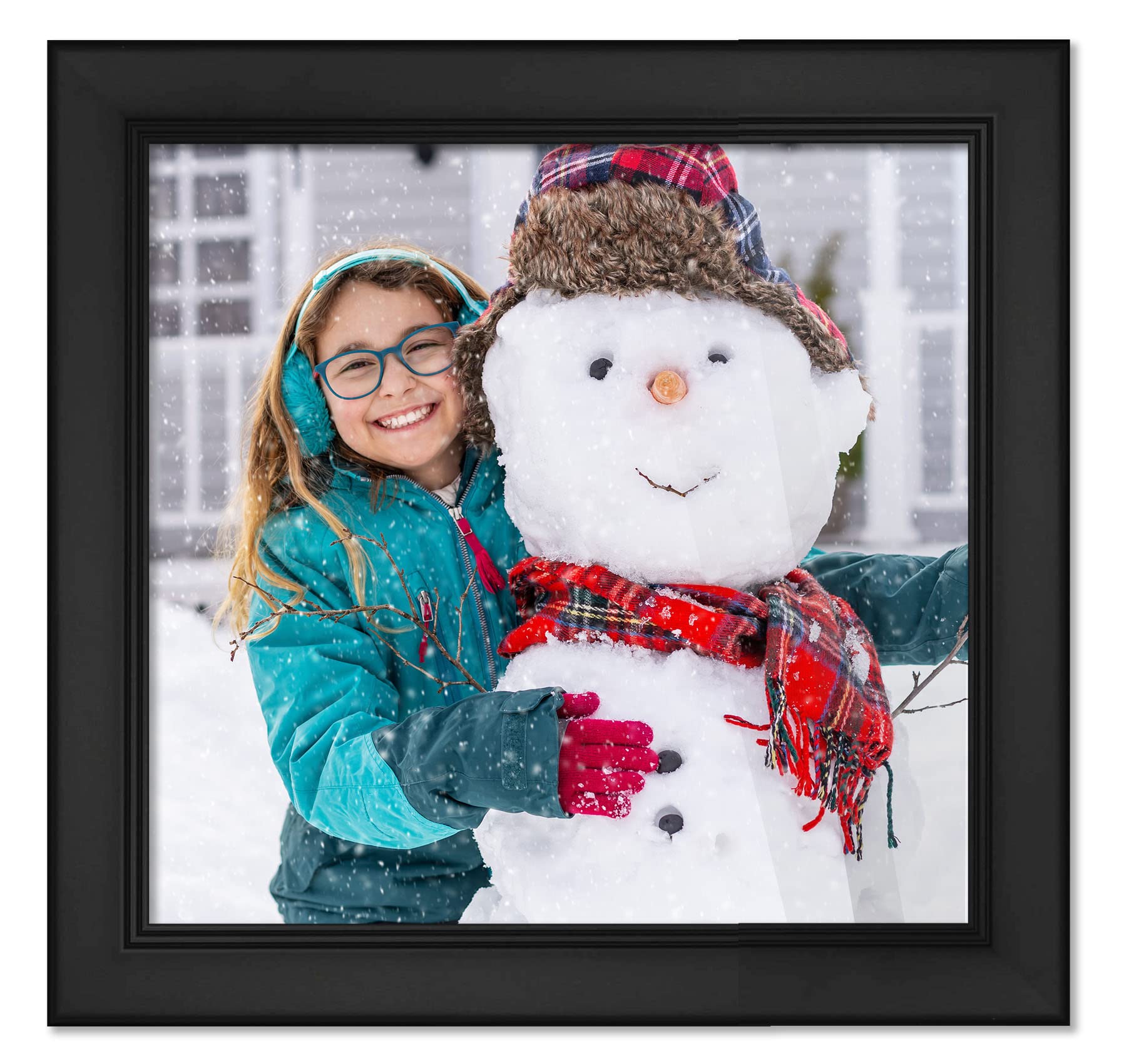 30x30 Black Wood Picture Frame - Modern Square Photo Frame with UV Acrylic Shatter Guard & Acid-Free Backing - Wall Display for Family Photos, Living Room Decor, Office Artwork, Wedding Portraits