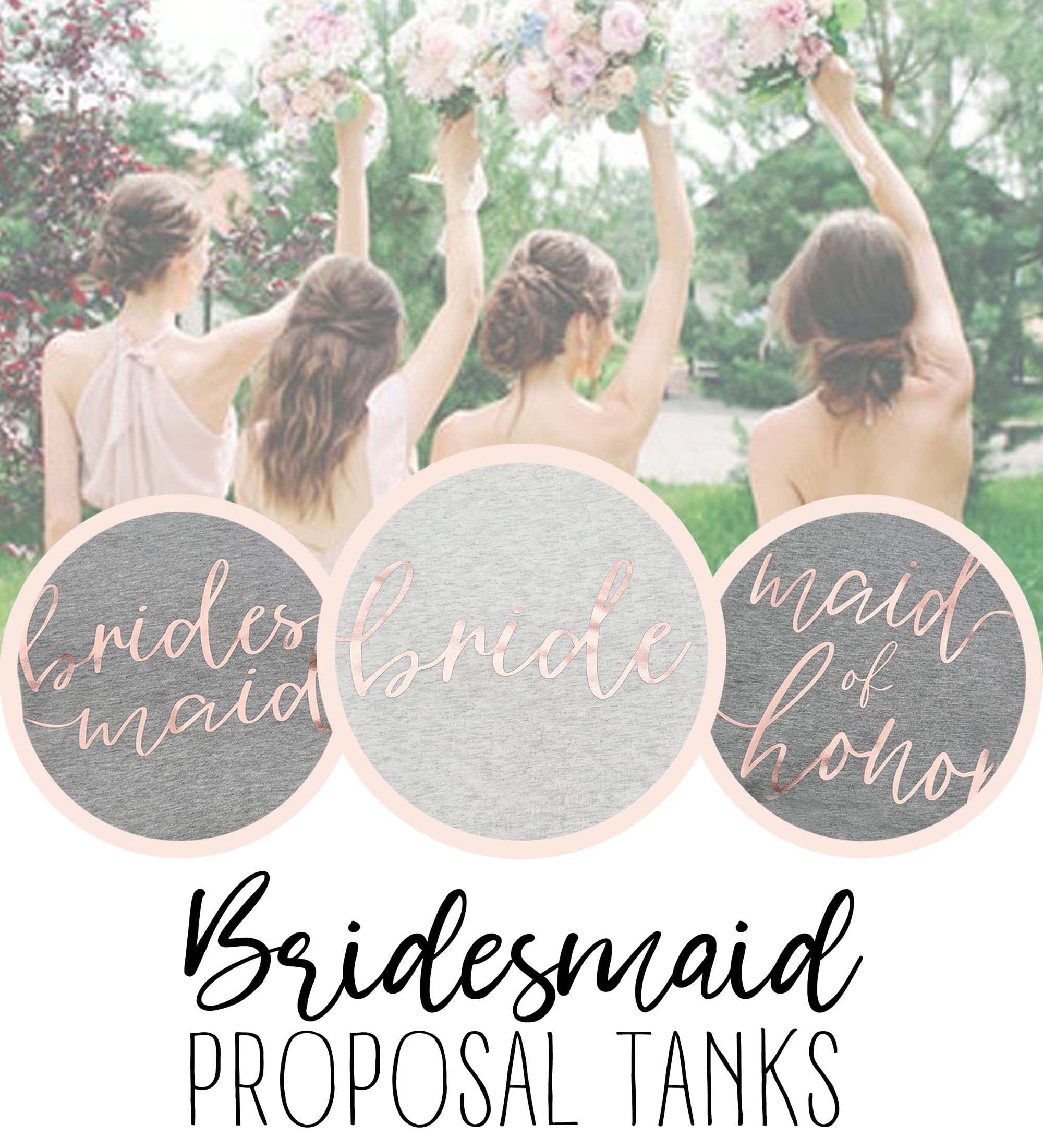 Rose Gold Bridal Party Tri-Blend Racerback Tank Top for Women - Soft & Comfortable Bridesmaid Gift for Weddings, Bachelorette Parties & Girls' Night Out