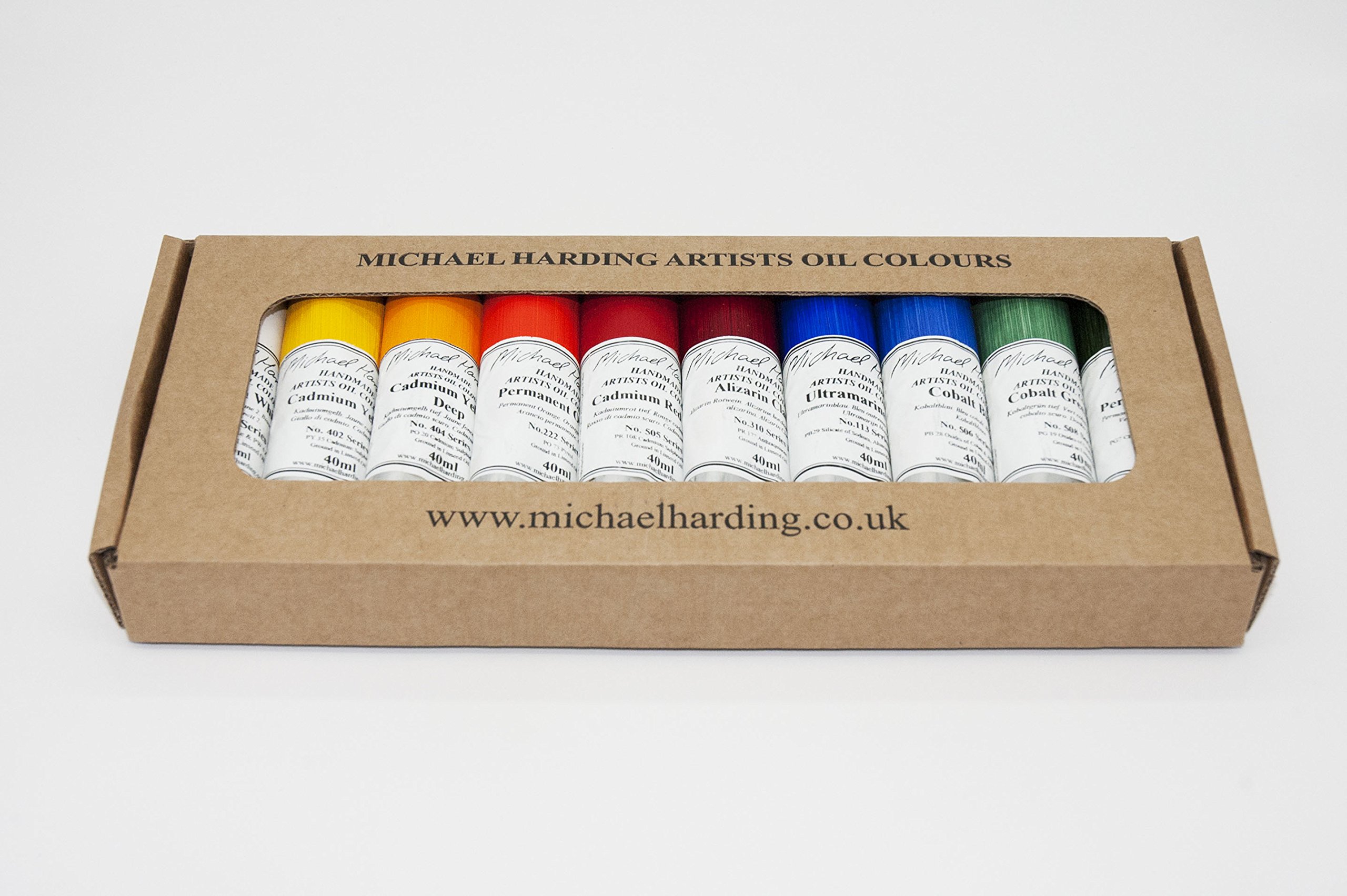 Michael Harding Artist Oil Colors - Professional Plein Air Master Oil Painting Set (10 x 40ml Tubes) - Premium Quality for Landscape & Outdoor Painting - Art Supplies for Artists & Beginners
