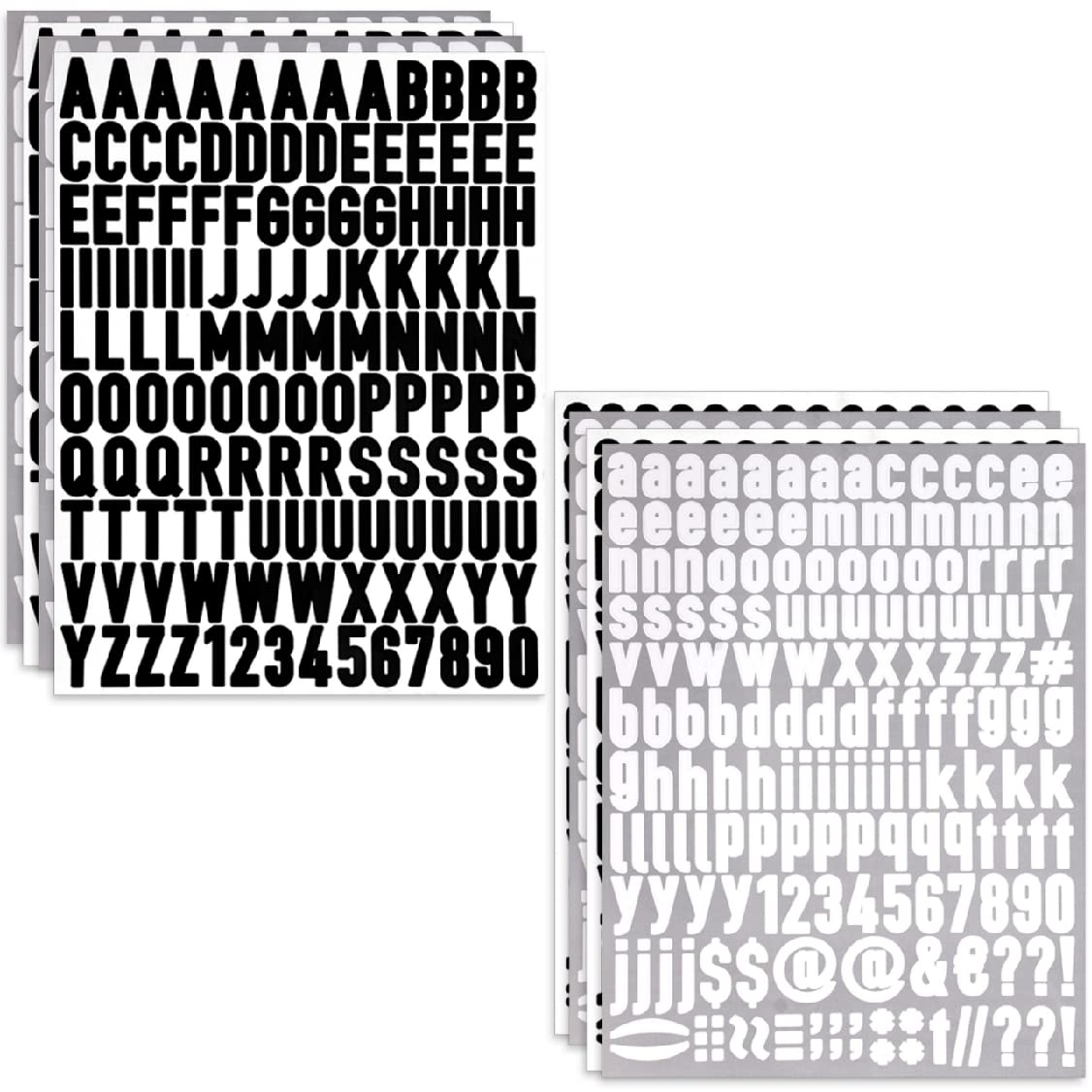 PUVATY 1 Inch 1212-Piece Graduation Cap Letter Stickers - Self-Adhesive Vinyl Alphabet & Number Decals for Signs, Business, Mailbox, Crafts (Black & White) - Perfect for DIY Projects, School Events & Party Decorations