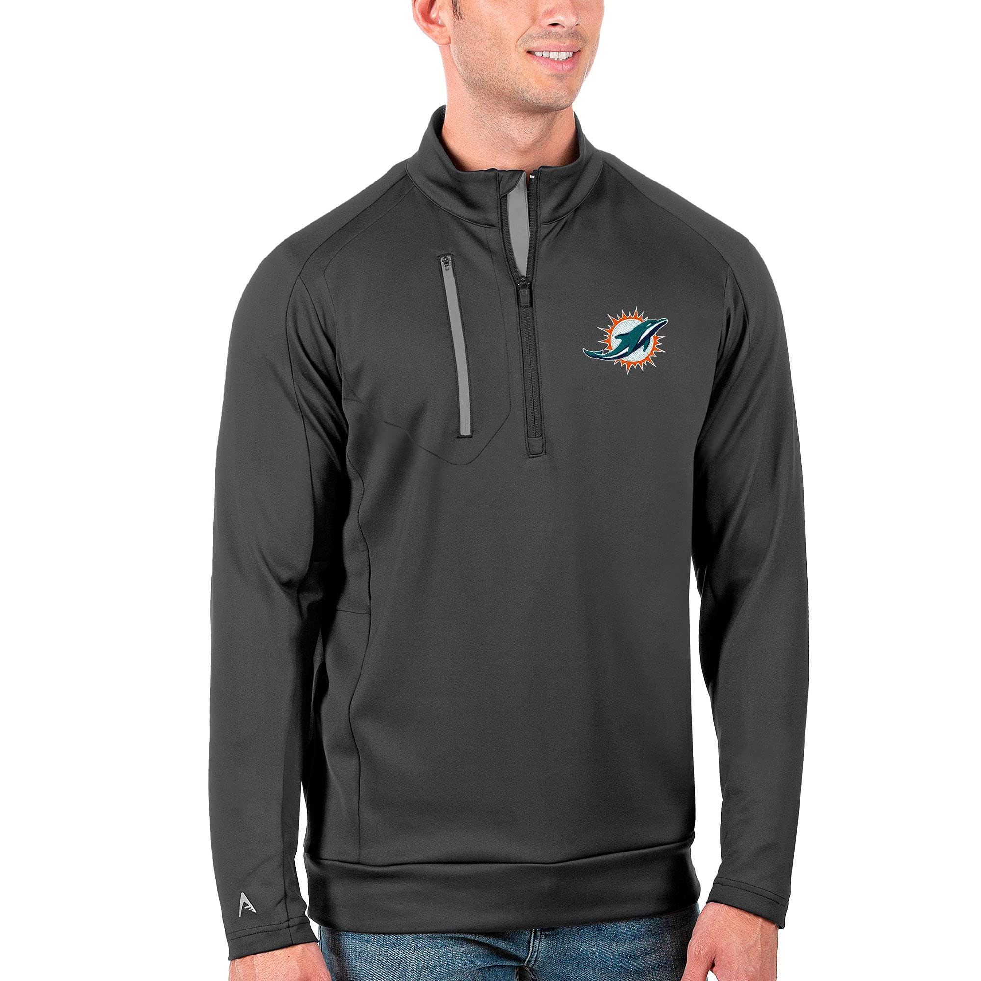 Antigua Men's NFL Big & Tall Quarter-Zip Pullover Jacket - Bear Head Design - Warm Fleece Lined Football Outerwear for Game Day & Outdoor Activities