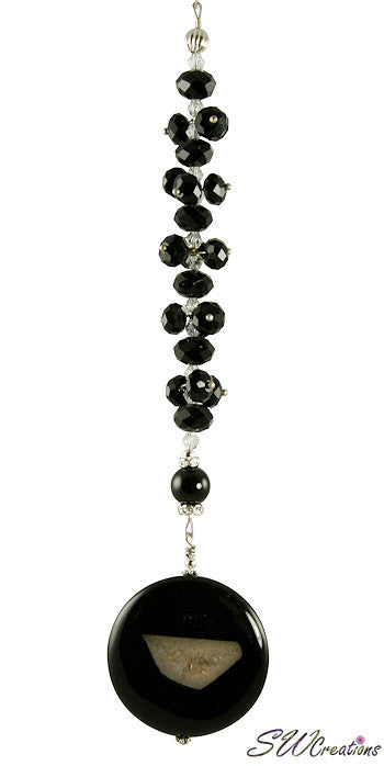 Black Gemstone Crystal Fan Pull Chain - Elegant Ceiling Fan Light Switch Accessory for Home, Bedroom, Living Room & Office Decor