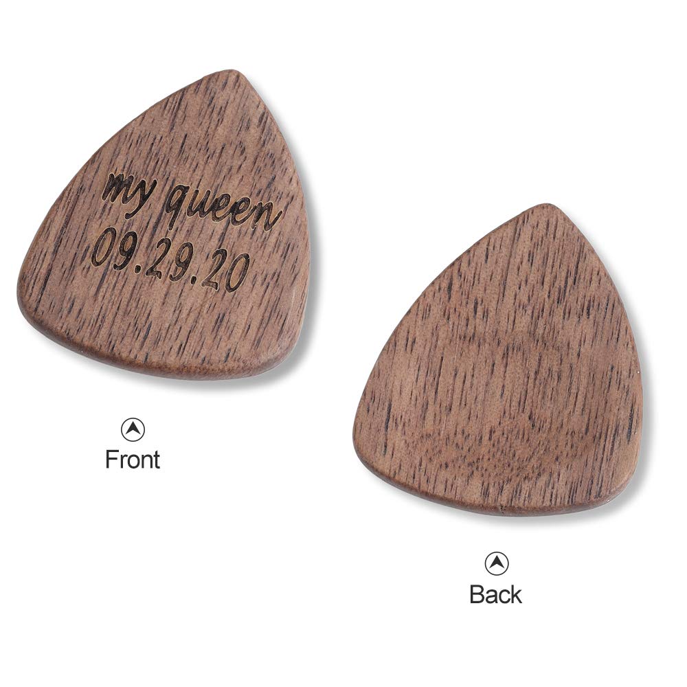 Custom Engraved Wooden Guitar Picks 3 Pack - Personalized with Text & Date - Electric Bass Guitar & Ukulele Accessories - Unique Music Gifts for Christmas & Birthdays - Wooden/Peach/Mahogany Picks for Musicians & Collectors - Perfect for Performances, Practice & Special Occasions