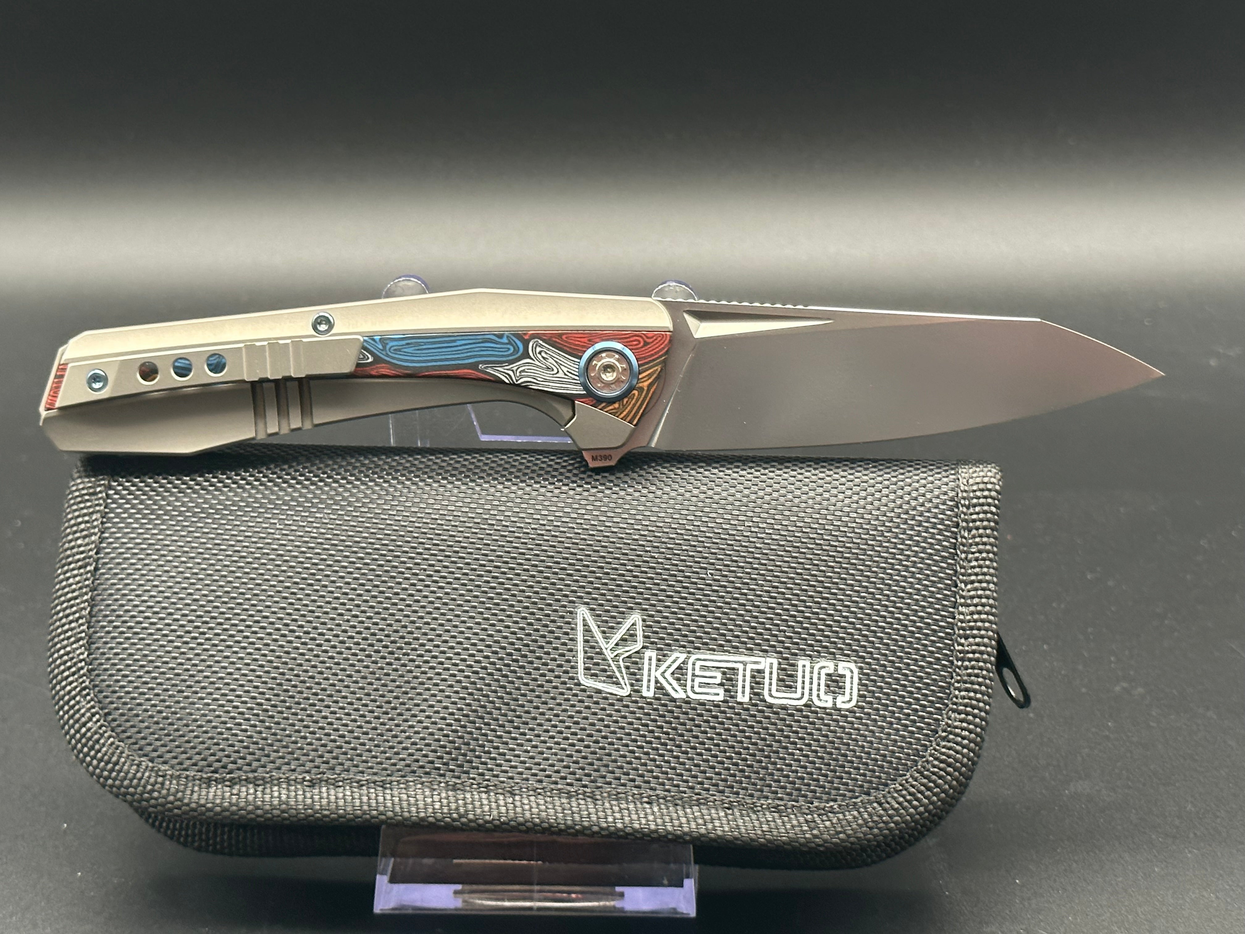 Premium Ketuo Telson Titanium Folding Knife with M390 Steel Blade & Colorful G10 Handle - Perfect for EDC, Outdoor Adventures, Camping, and Survival Gear