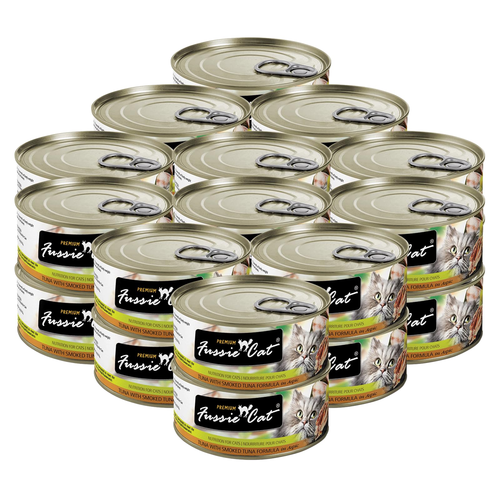 Premium Grain-Free Wet Cat Food - Fussie Cat Tuna with Smoked Tuna in Aspic, 2.82oz (Case of 24) | High Protein Meal for Adult Cats, Kitten Treats & Senior Cat Nutrition