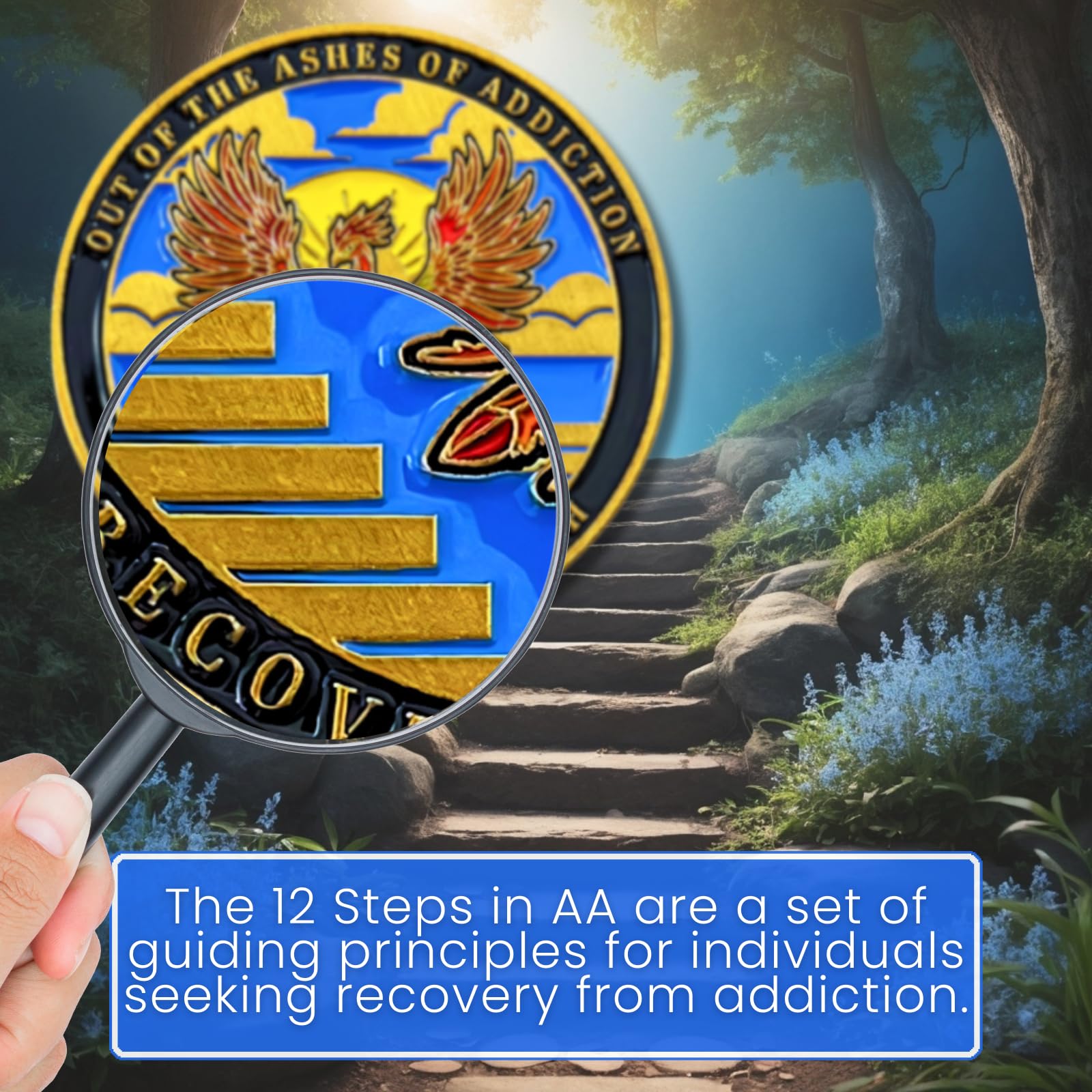 1.5 Inch AA Sobriety Medallion Token - Recovery Chip for Men & Women in AA, NA - Inspirational Gift for Sobriety Milestones - Perfect for 12-Step Meetings & Celebrations
