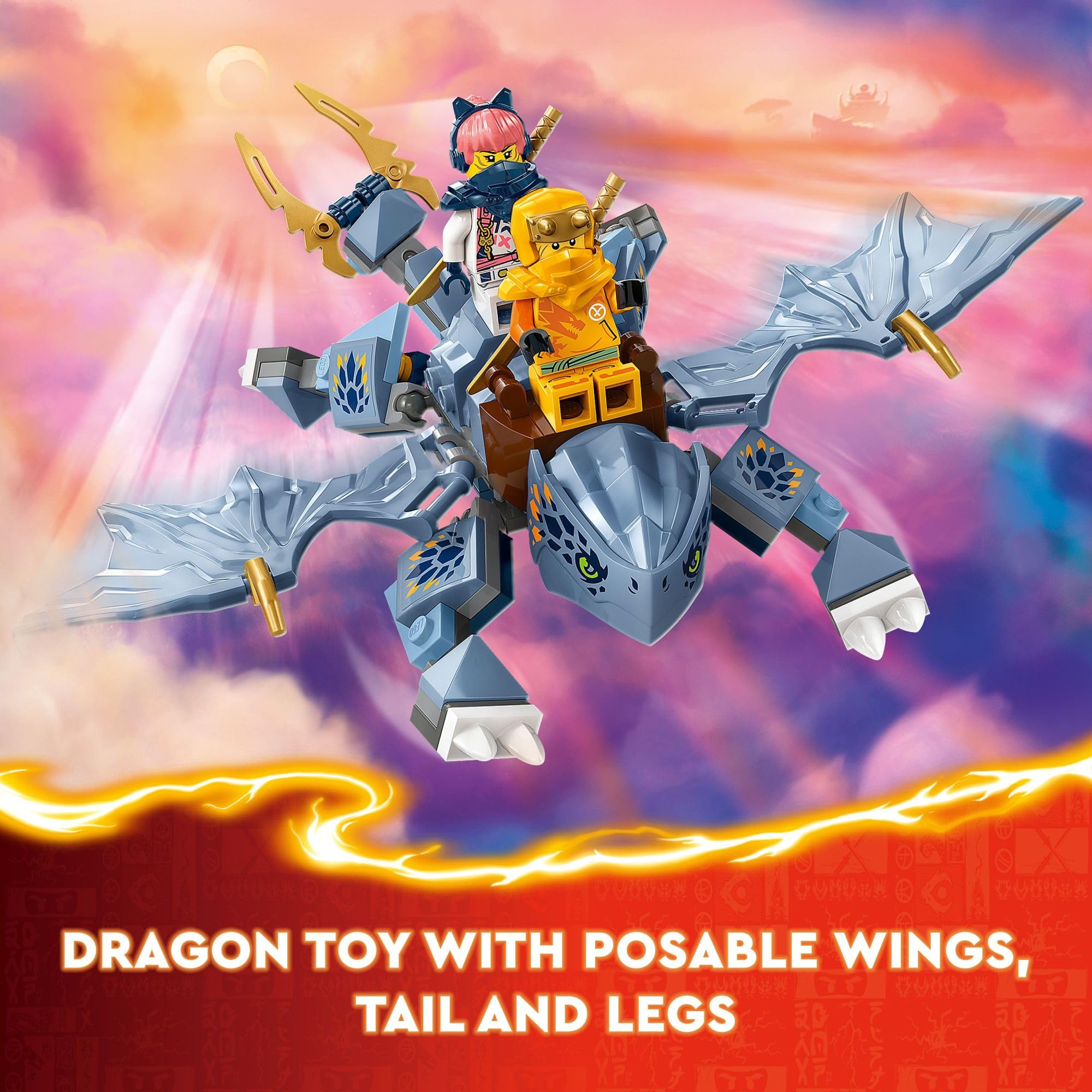 LEGO NINJAGO Young Dragon Riyu Building Toy Set with 3 Ninja Minifigures - Creative Construction Playset for Kids Ages 6+ | Perfect Birthday Gift for Boys & Girls | Build & Play Ninja Adventure Scenes